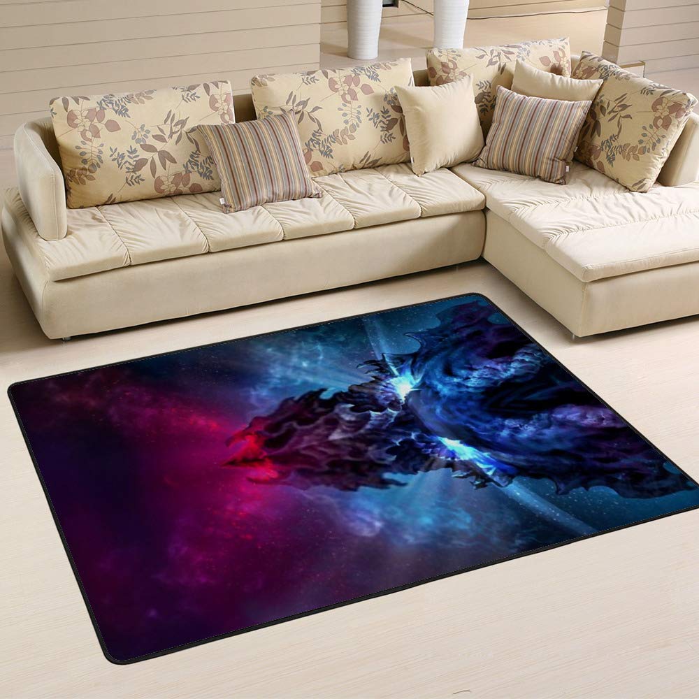 Tapis dragon noir grand format 160x100 microfibre corail chambre salon