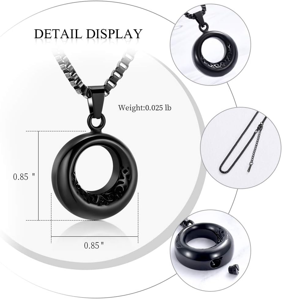 XSMZB Circle of Life Urn Necklace for Ashes Stainless Steel Eternity Keepsake Memorial Cremation Jewelry for Ashes Pendant Locket - Image 2