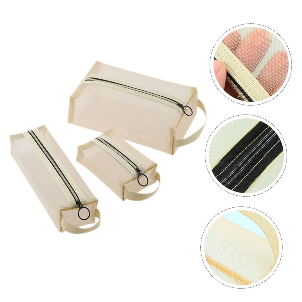 DOITOOL 5juegos Bolsa De Maquillaje Transpirable Cierre De Cremallera Neceser De Viaje Compacto para Cosméticos y Accesorios De Color Melocotón
