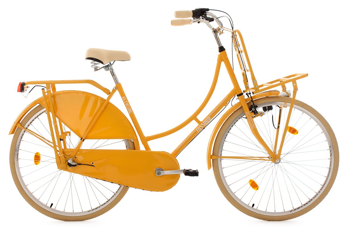 KS Cycling Damen Fahrrad Hollandrad Tussaud 3-Gang mit Frontgepäckträger RH 54 cm, gelb, 28 Zoll, 328H Sport & Freizeit