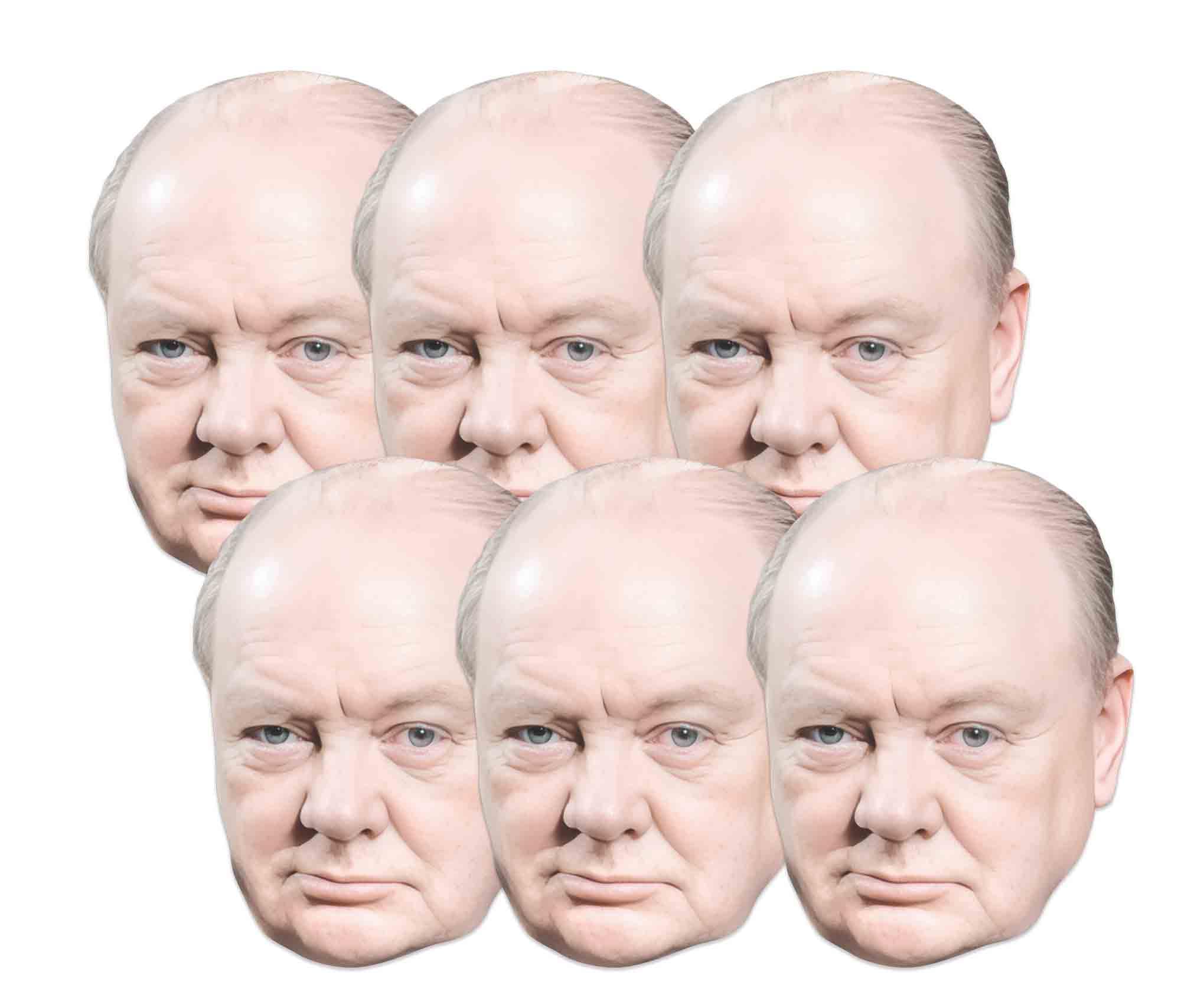 Star Cutouts SMP459 Winston Churchill Six Pack Cardboard Face Masks - Ideal for Fans Parties & VE Day Celebrations
