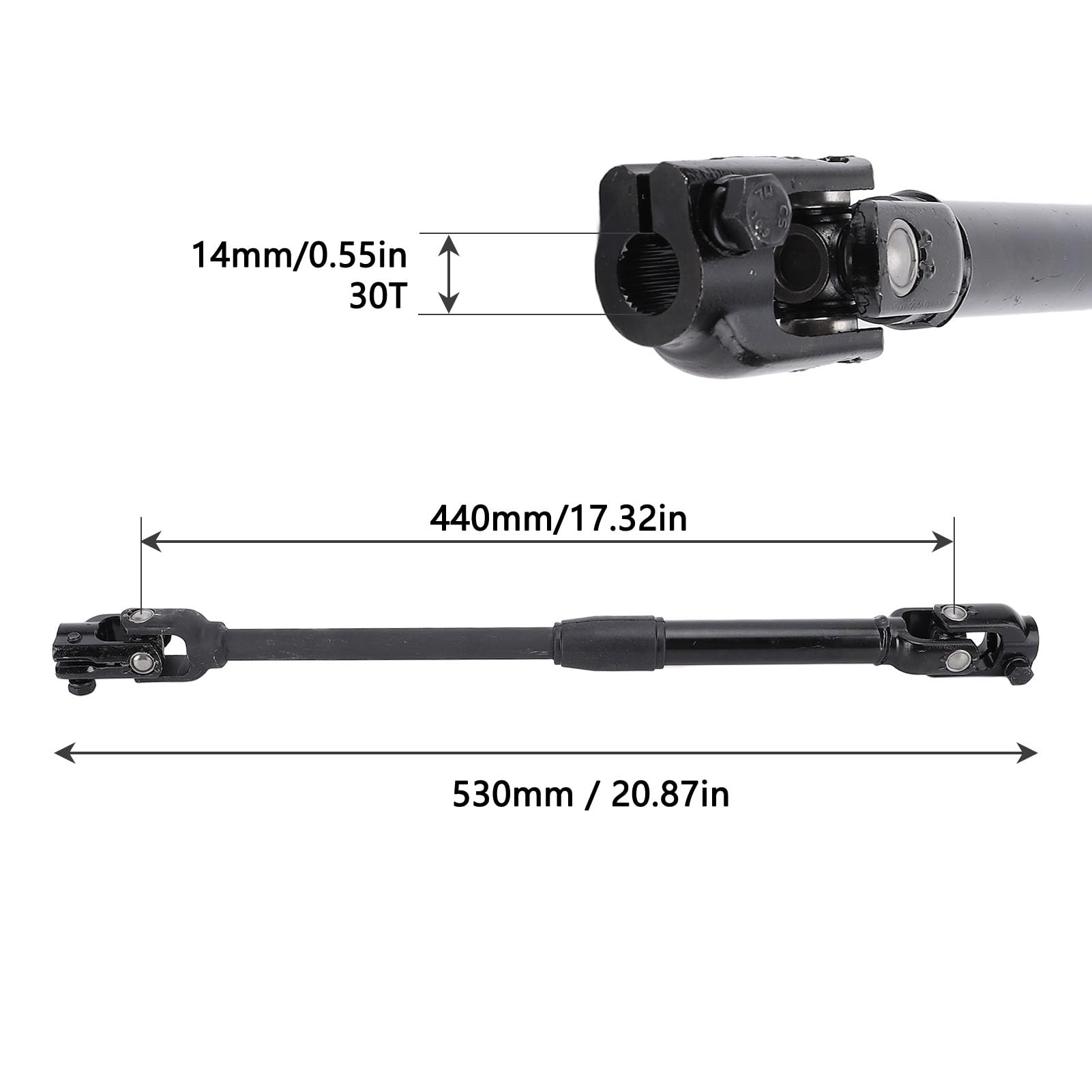 Lenkwelle für Go Kart ATV Quad Mini Bike 530 Mm M14 30T Stahllegierung Starke Struktur Rack