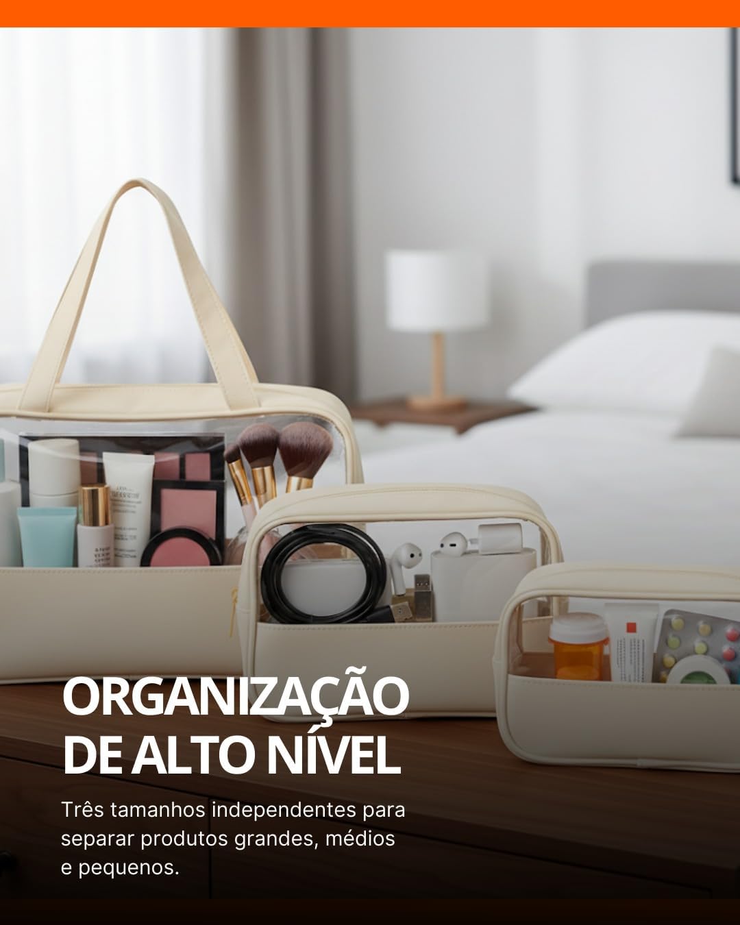 Kit Necessaire Transparente 3 em 1 Bolsa de Viagem para Maquiagem e Higiene Pessoal Unissex – Grande Capacidade, Organizador em PVC Impermeável, Ideal para Academia, Mala, Mala de Mão (Rosa)