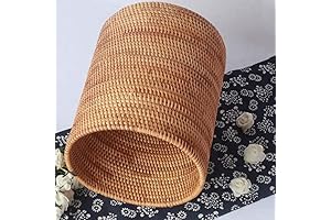 Handmade Rattan Trash Can for Bathroom