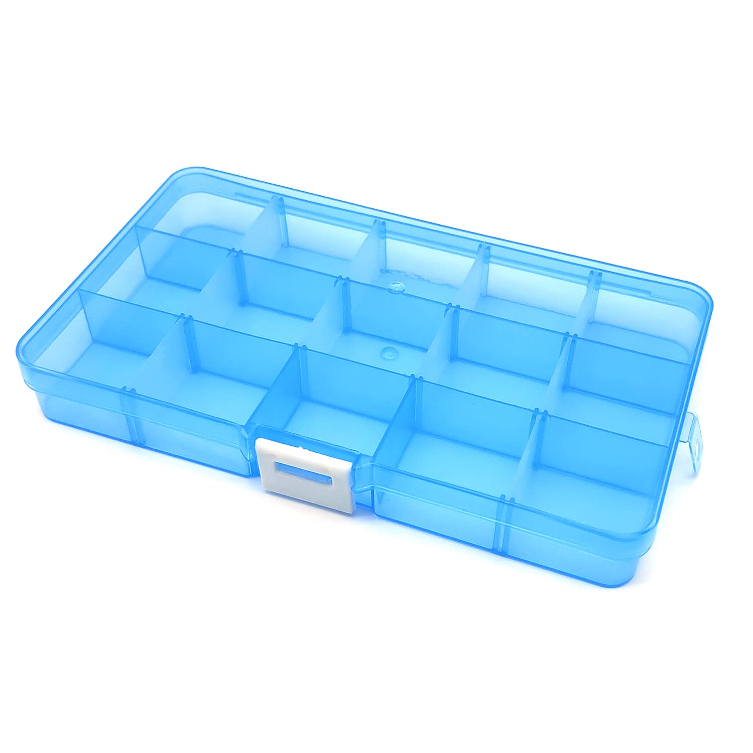 ALLY-MAGIC Plastic Bead Storage Organiser Box with 15 Adjustable Dividers Earring Storage Containers Jewellery Box for Small Items Beads Tools Travel Y2-SLKTSNH (Blue)
