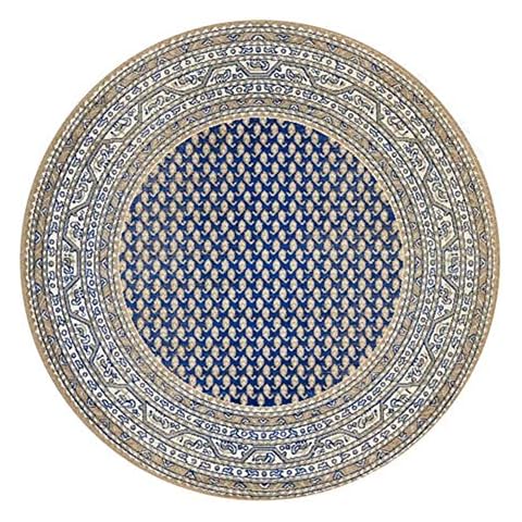 Icole Cotton Round Area Rug Hand Woven European Mandala Cotton Carpet, Living Room/Bedroom/Study/Coffee Table Carpets Floor Mats-Diameter 100cm Cover