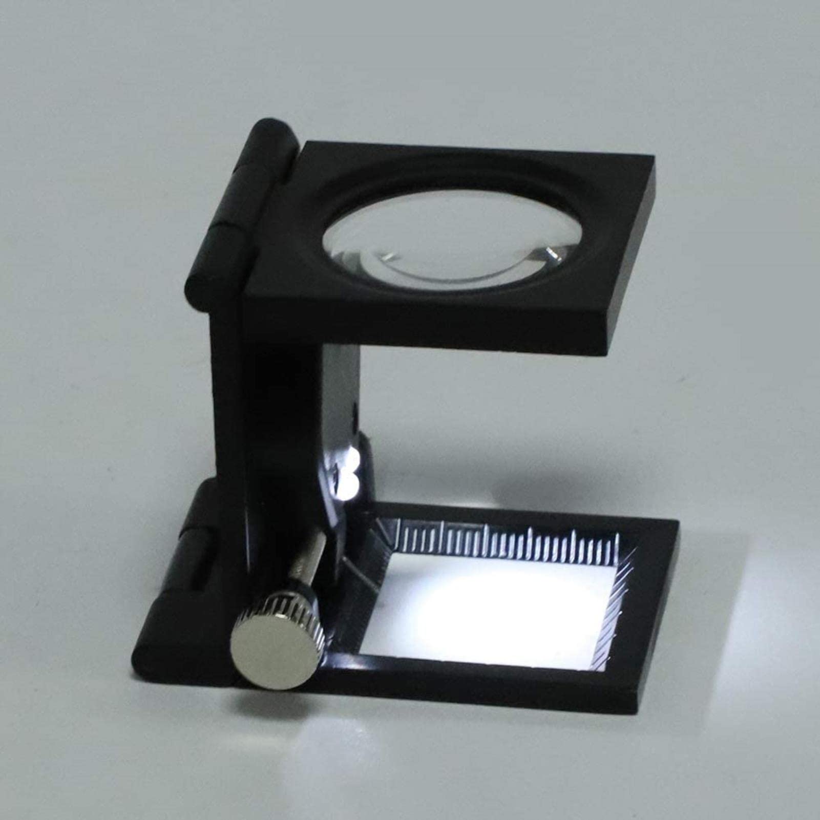 Lupa de 10 aumentos con luz y Soporte, Plegable, de Bolsillo, Ligera, para Lectura, de Escritorio, Ideal para mapas, reparación, Agujas, Manualidades, Monedas y aficionad