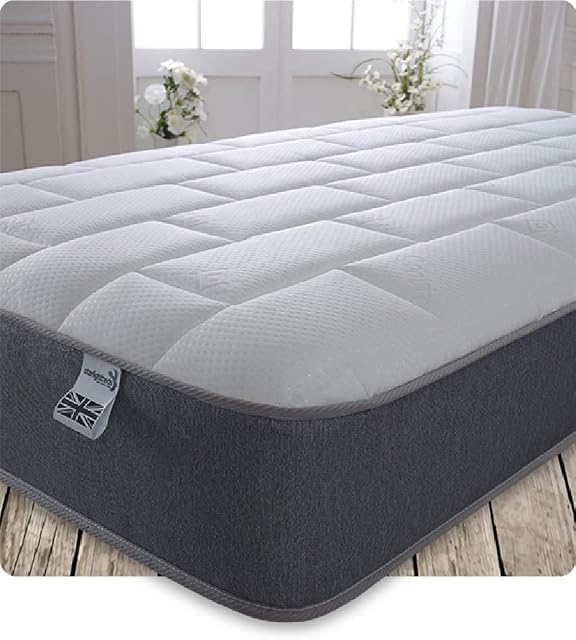 Starlight Beds  90cm x 200cm European Size Mattress. 7.5 Inch Deep Sprung European Size Foam Free Mattress Finished with a Luxurious Soft Cool Touch Top Panel and Grey Border (90cm x 200cm)