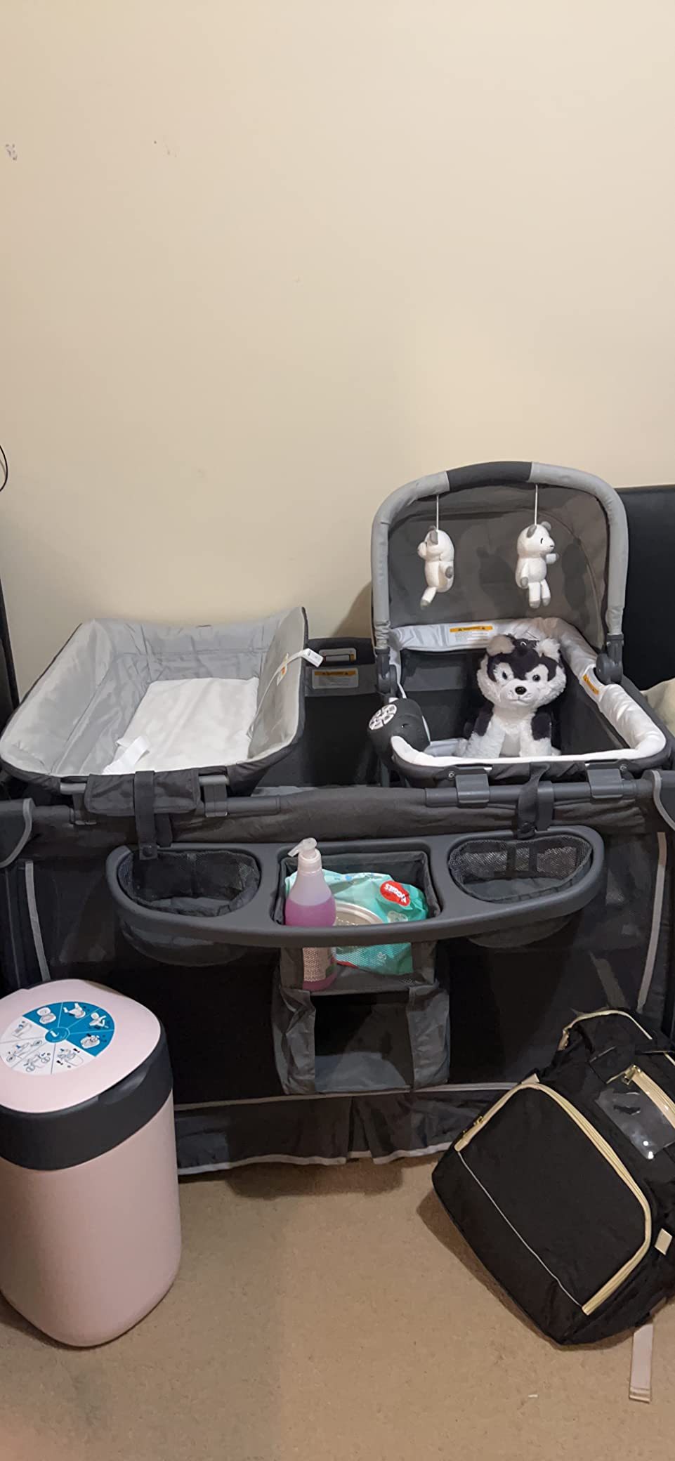 BABY JOY 4IN1 Baby Travel Cot, Foldable Baby Portacot with Carry Bag