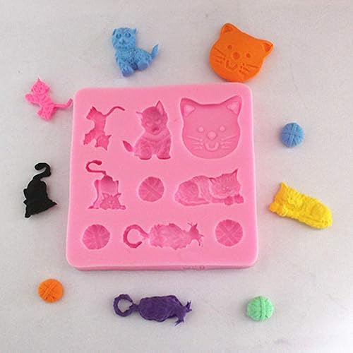 Miniatura 7 de Molde de silicona con forma de gato pequeño, molde de pasta de goma para gatito, chocolate, caramelo, magdalena, herramientas de decoración de