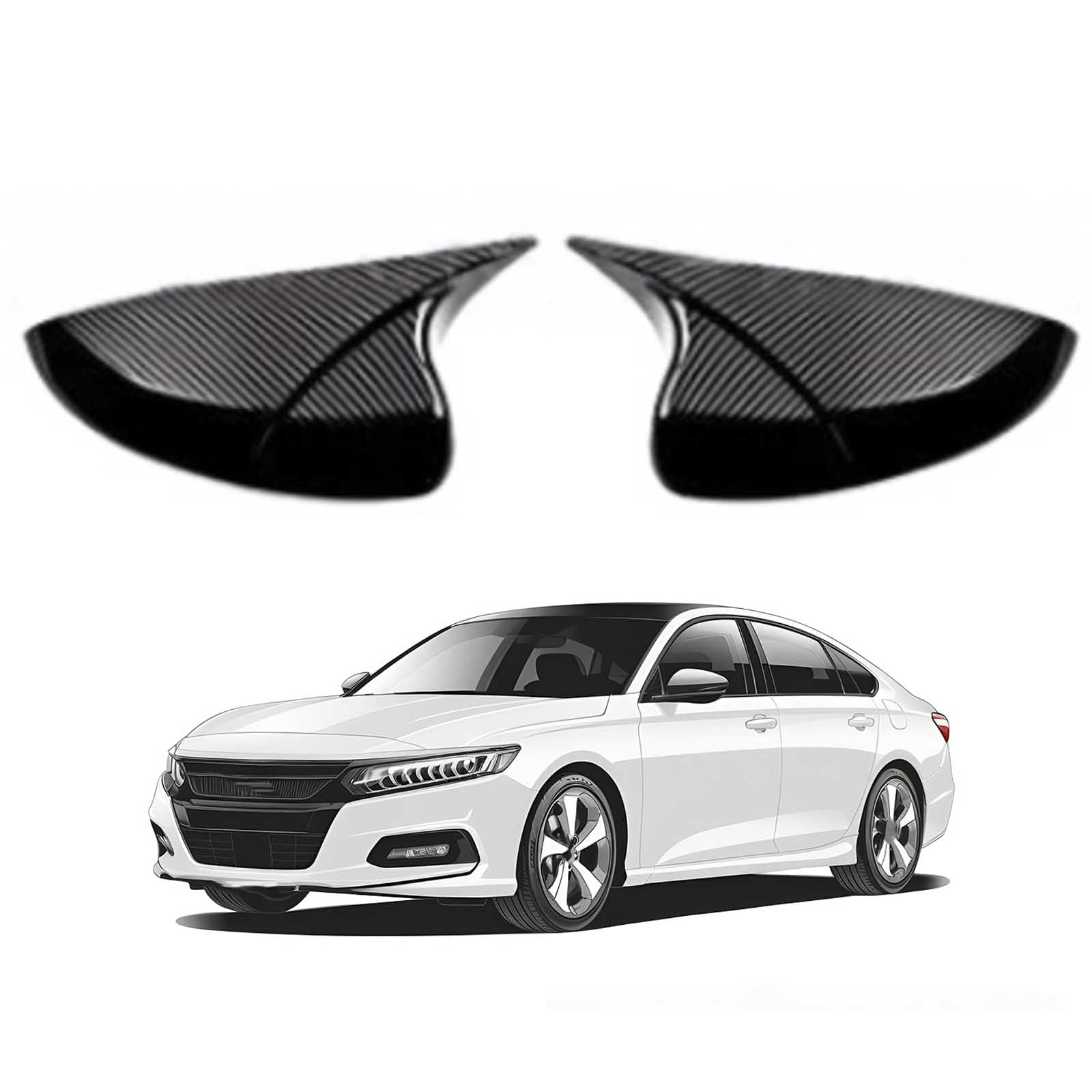 PAPEP Door Mirror Cover Caps for Accord 10th Generation (2018-2022), Left Right Side Wing Rearview Mirror Cover Lid 2 Pieces Exterior Styling Accessory,Carbon fiber texture