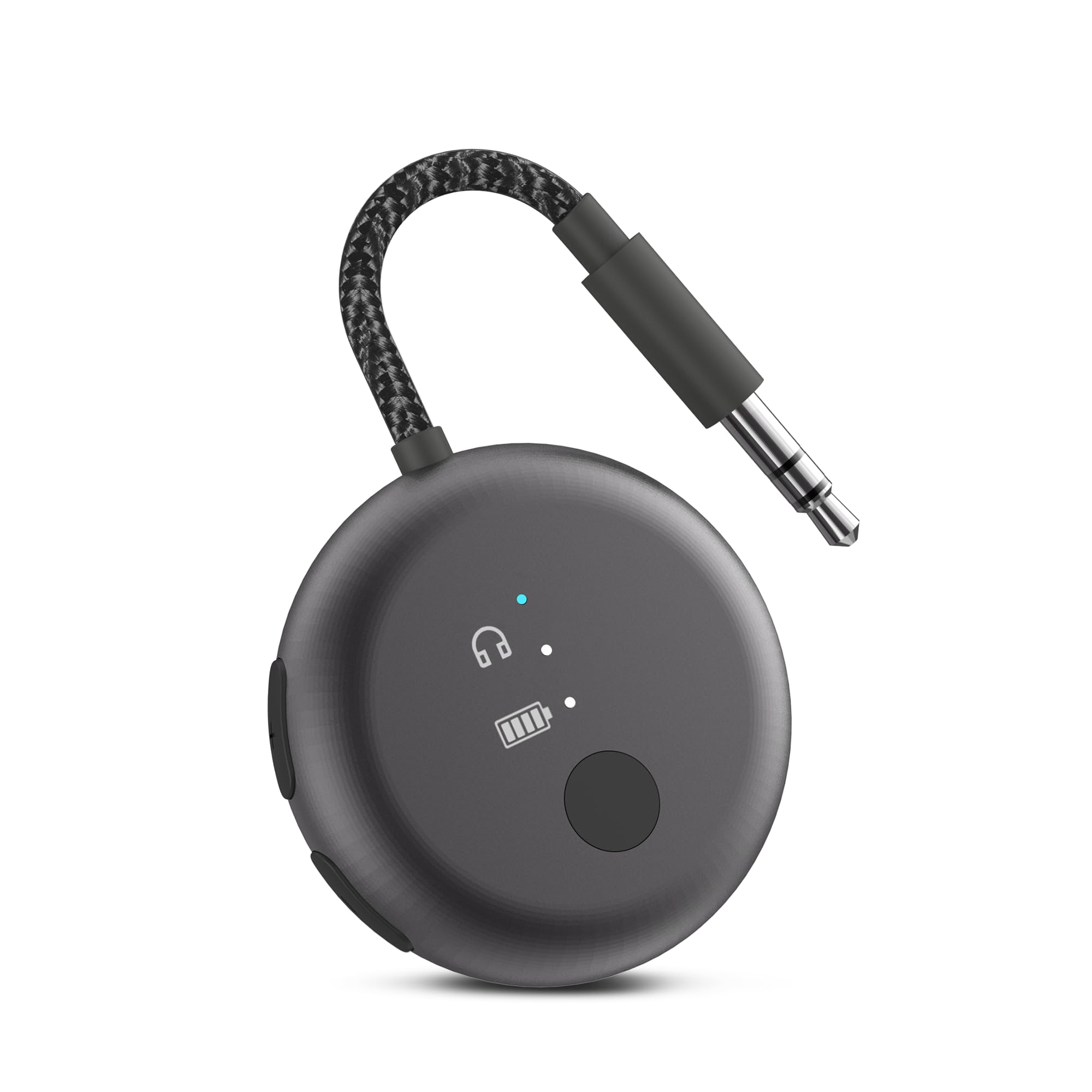 Avantree SoundJet R1 – Adaptador Bluetooth Avión para Auriculares & AirPods, aptX Adaptive, Qualcomm Chipset, 20h de reproducción, Transmisor de Audio Inalámbrico para Viajes - Negro Metálico