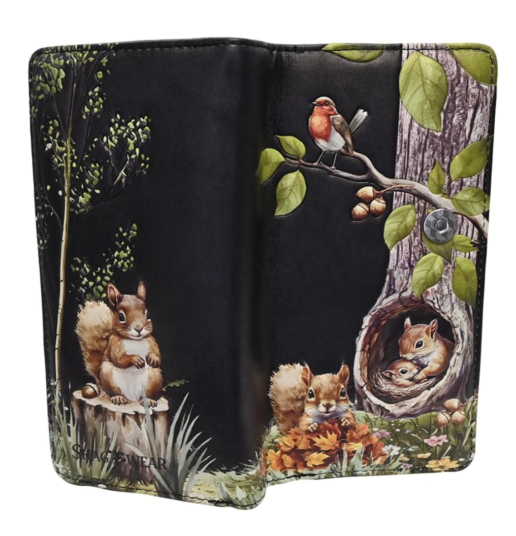 Shag Wear Squirrel Large Wallet 7" Black
