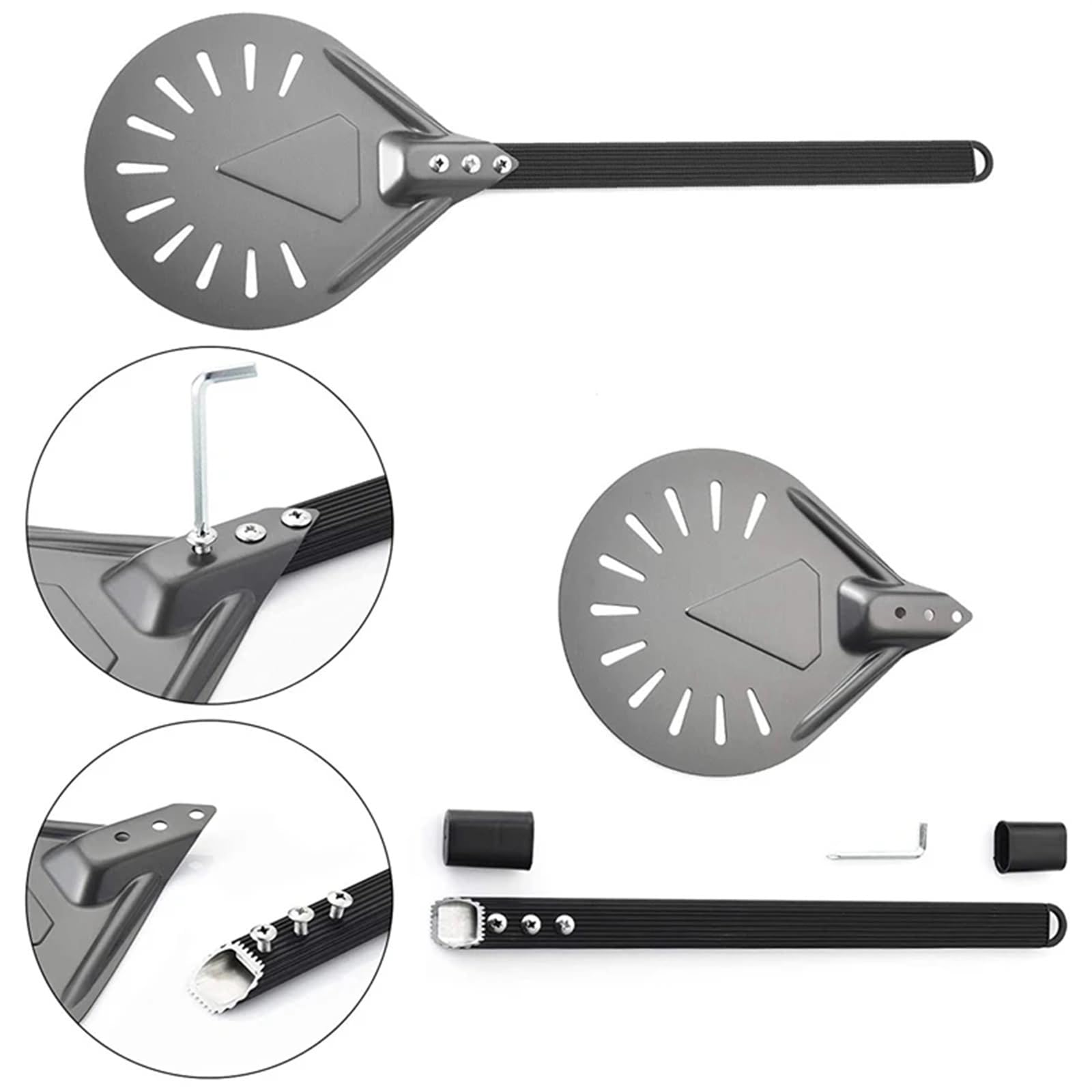 Pizzaschaufel Drehen Pizza Peel Pizza Spachtel Aluminium Runde Pizza Paddel Outdoor Pizza Ofen Zubehör