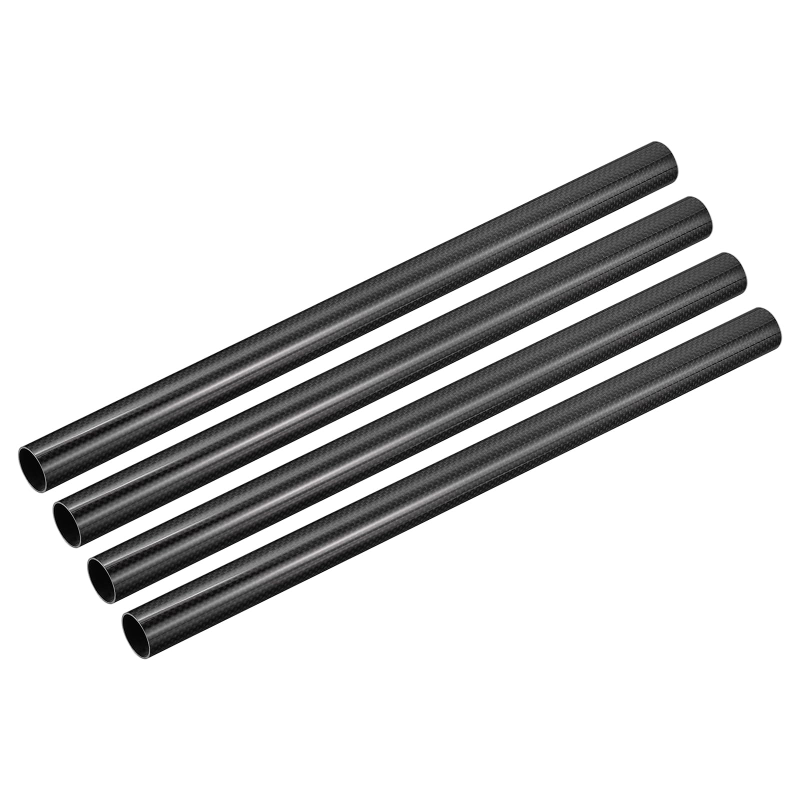QUARKZMAN Carbono Fibra Tubos, 500mm x 30mm x 28mm 3K Huecos Carbono Envueltos Tubos Redondo Simple Tejido Brillante Superficie para Quadcopter Paquete de 4