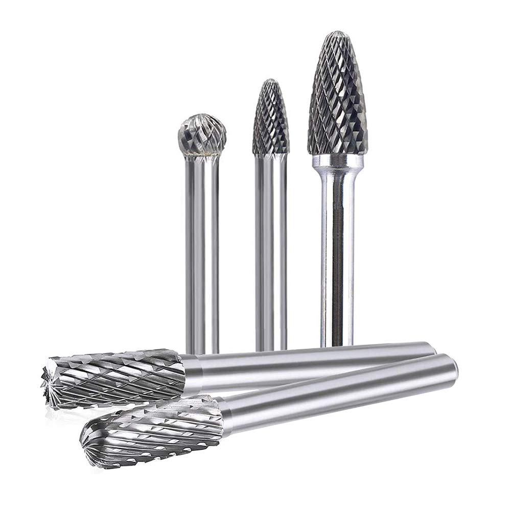 5 Pcs Carbide Burr Rotary File Set, Die Grinder Bits Rotary File Kit, Carbide Burr Files, 6mm/0.24in Shank, Double Cut For Engraving, Drilling, Carving, Polishing - View #2