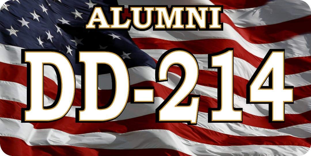 DD-214 Alumni Discharge Active Duty On Flag Photo License Plate