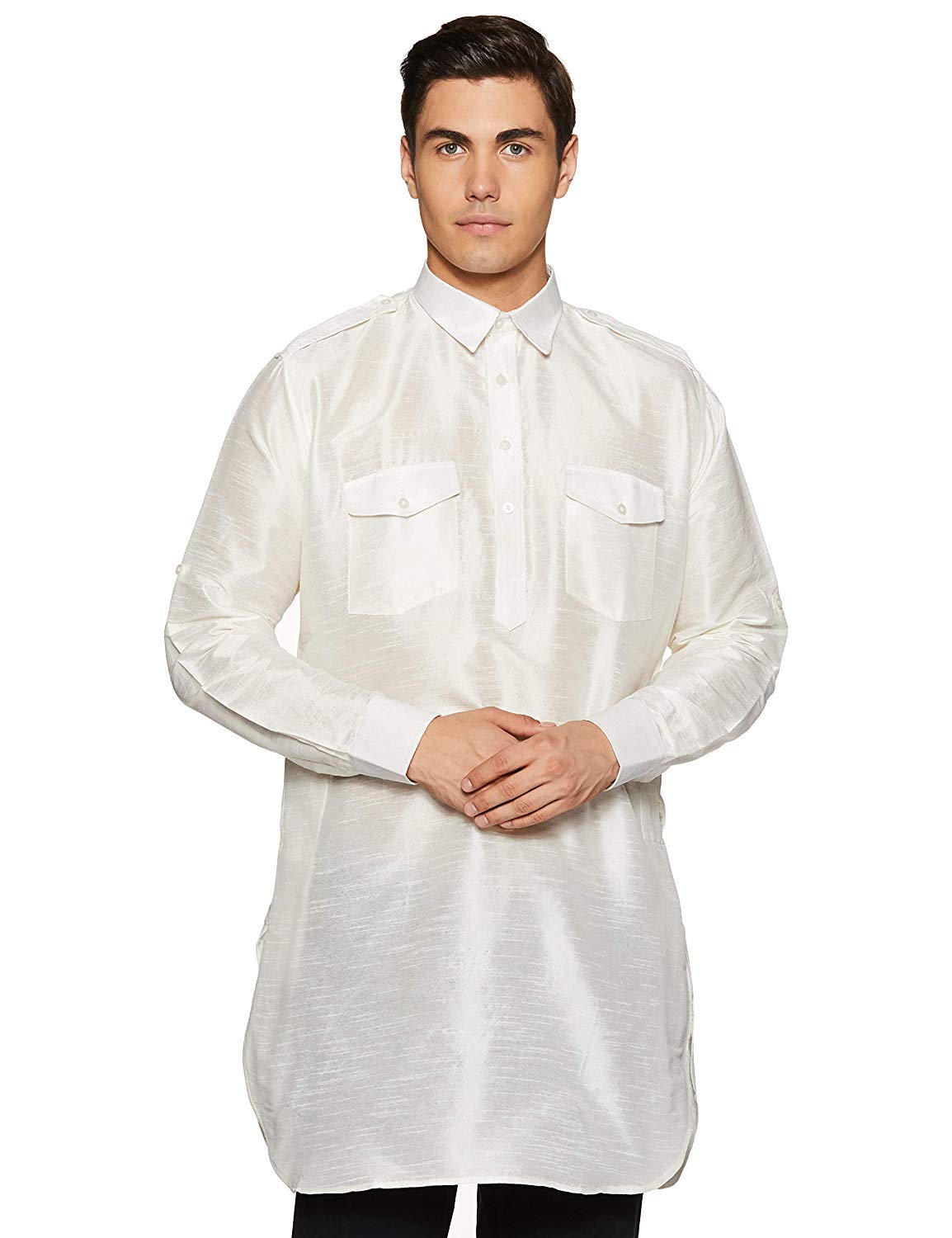 royal kurta Men's Silk Blend Regular Short Pathani Kurta Shirt-picture-45