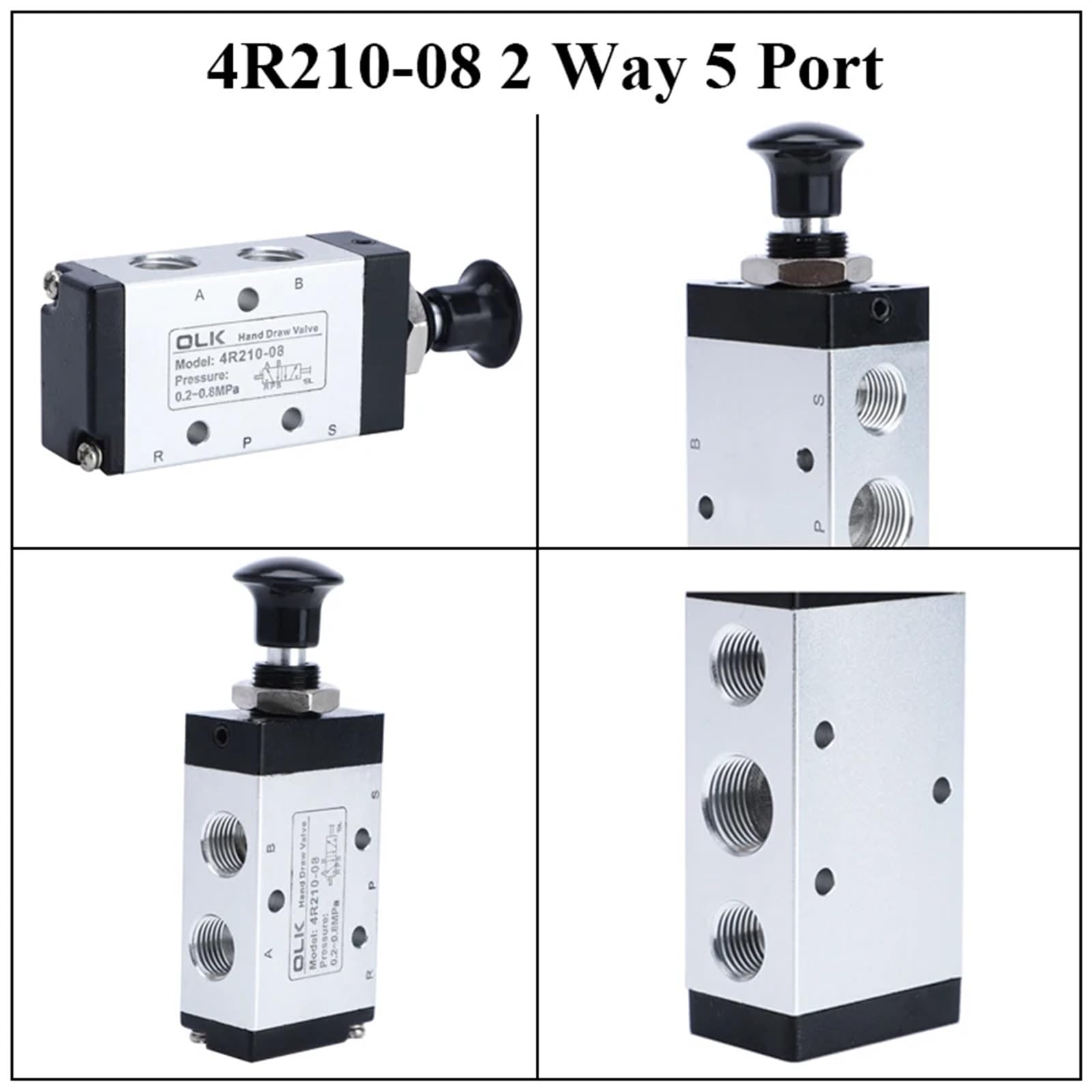 3R210-08 4R210-08 Valvola Manuale di inversione a 2 Vie 3 Porte 5 Posizioni Push And Pull Interruttore Comando Pneumatico con raccordi(3r210-08,with 10mm Fitting)