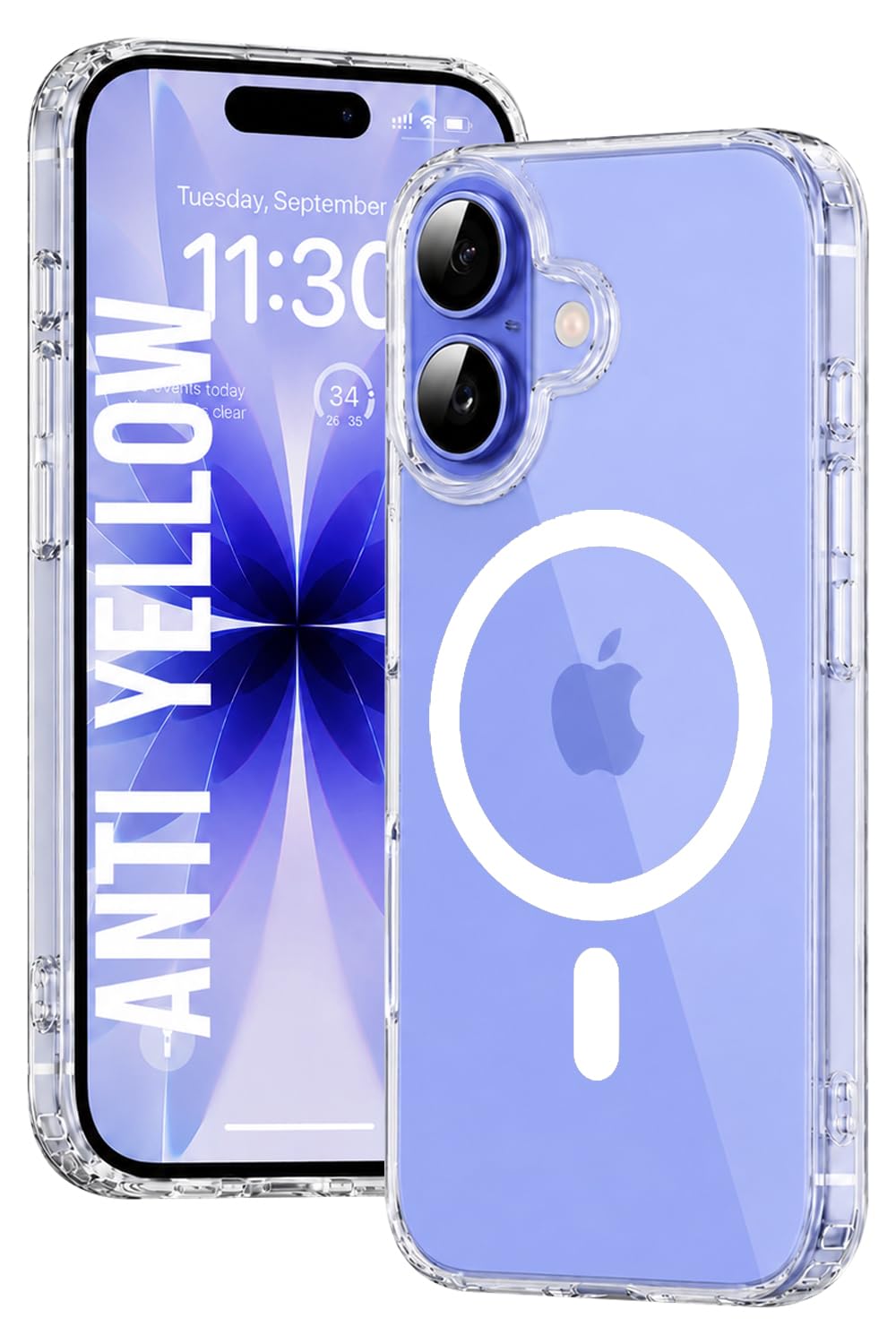 DIZORO Crystal Clear Magnetic Compatible with iPhone 16 Case with Anti-Yellow Anti-Scratch Shockproof Transparent Cover-image-14