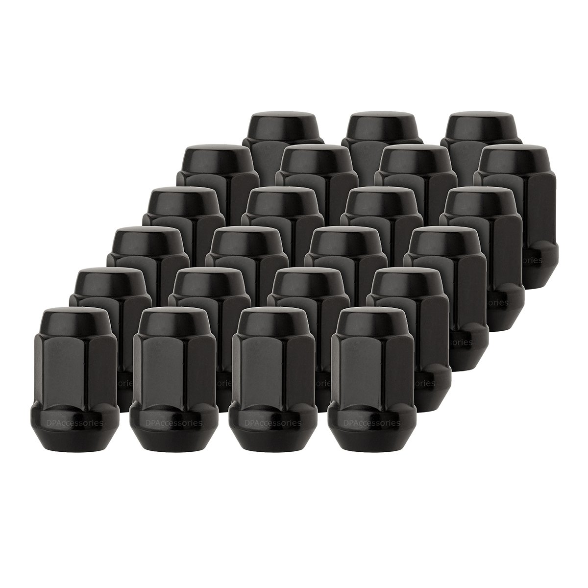 DPAccessories 23 Black 1/2-20 Closed End Bulge Acorn Lug Nuts - Cone Seat - 3/4" Hex LCB3B2HE-BK04023