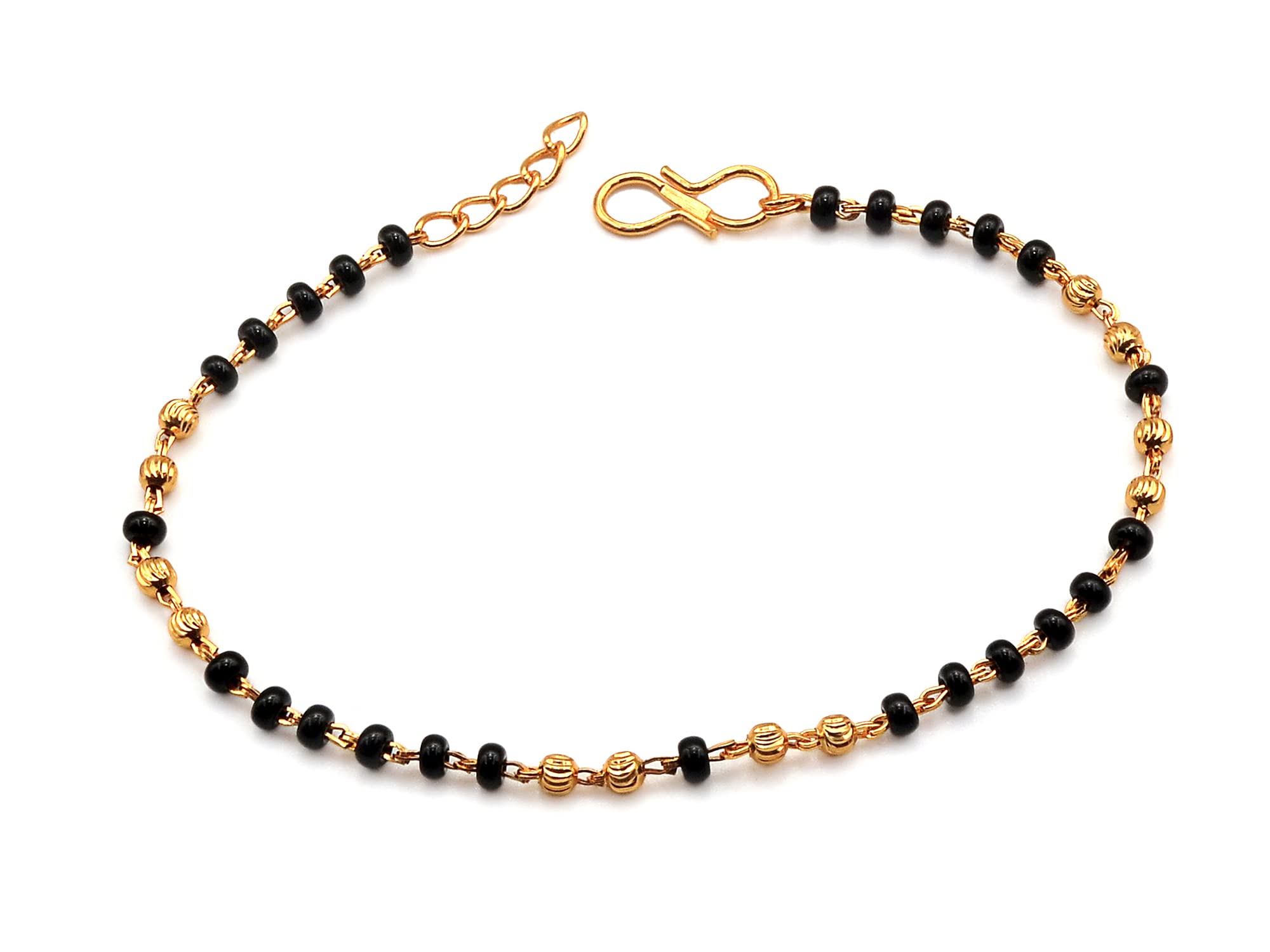 JHB Gold plated Beads and Black bead Hand Mangalsutra Bracelet for Women (B0BCKM387M) Amazon Price History, Amazon Price Tracker