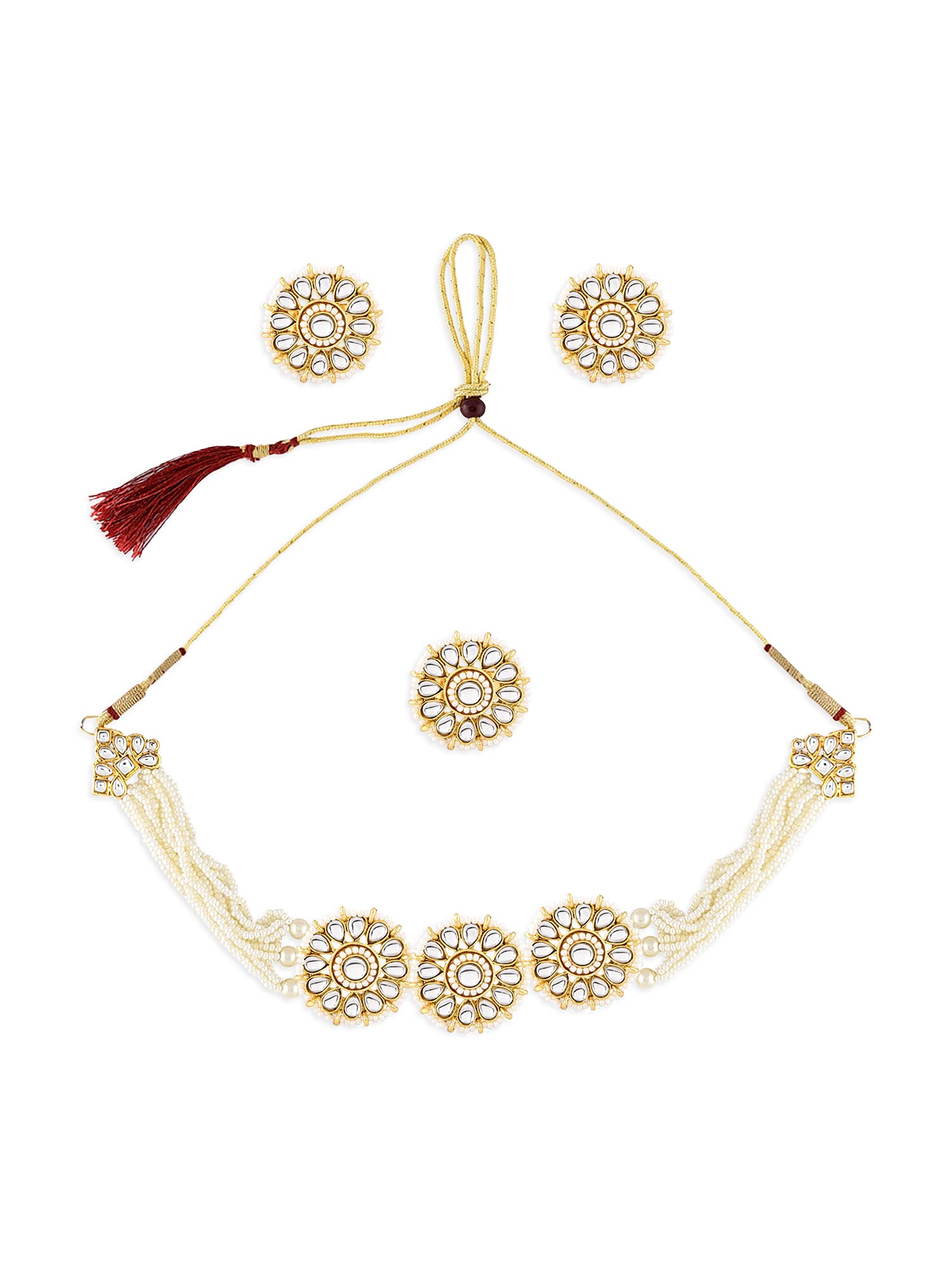 See full amazon price history chart for ZAVERI PEARLS Gold Tone Kundan Flowers Choker Necklace Earring & Ring Set For Women-ZPFK10770 ZAVERI PEARLS Gold Tone Kundan Flowers Choker Necklace Earring & Ring Set For Women-ZPFK10770 (B09GN9GYXF) Amazon Price History, Amazon Price Tracker