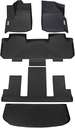 Miniatura 1 de TESSON Juego de alfombrillas de 3 filas y forros de carga, ajuste personalizado para ChevroletChevy Traverse 7 asientos 2018-2023 2024, alfombrillas