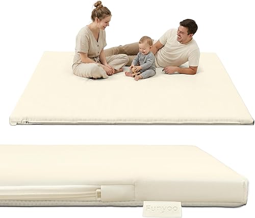 Miniatura 10 de Tapete de Juego Acolchado de 79" ×71" Grande para Bebé para Piso, Tapete de Juego de Espuma Viscoelástica de 1.2" de Grosor con Cubierta de Cuero