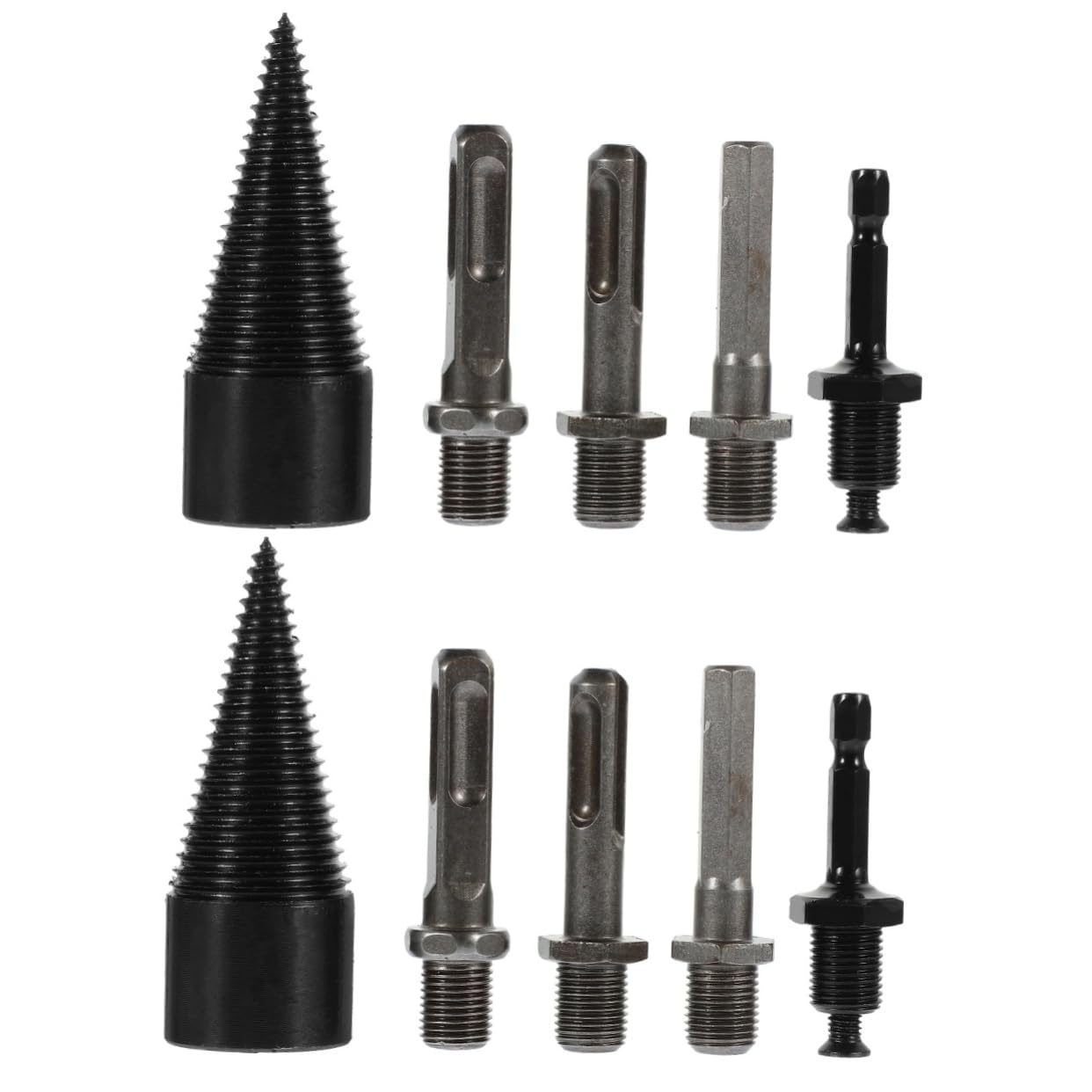 ifundom 2 Set Manufatto Di Legna Da Ardere Coni Per Punte Da Trapano Per Legno Cono Della Punta Del Trapano Punta Da Carpentiere Spaccalegna Black Acciaio Al Carbonio 5 Pezzi*2