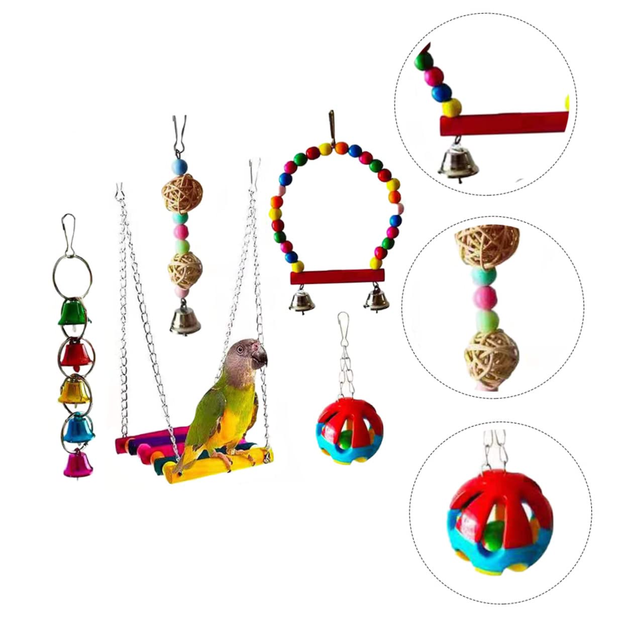 Beaupretty Lot De 5 Jouets À Mâcher pour Oiseaux Jouet À Mâcher pour Perroquet À Mordre pour Animaux De Compagnie Ensemble De s pour Oiseaux Léger Et Robuste
