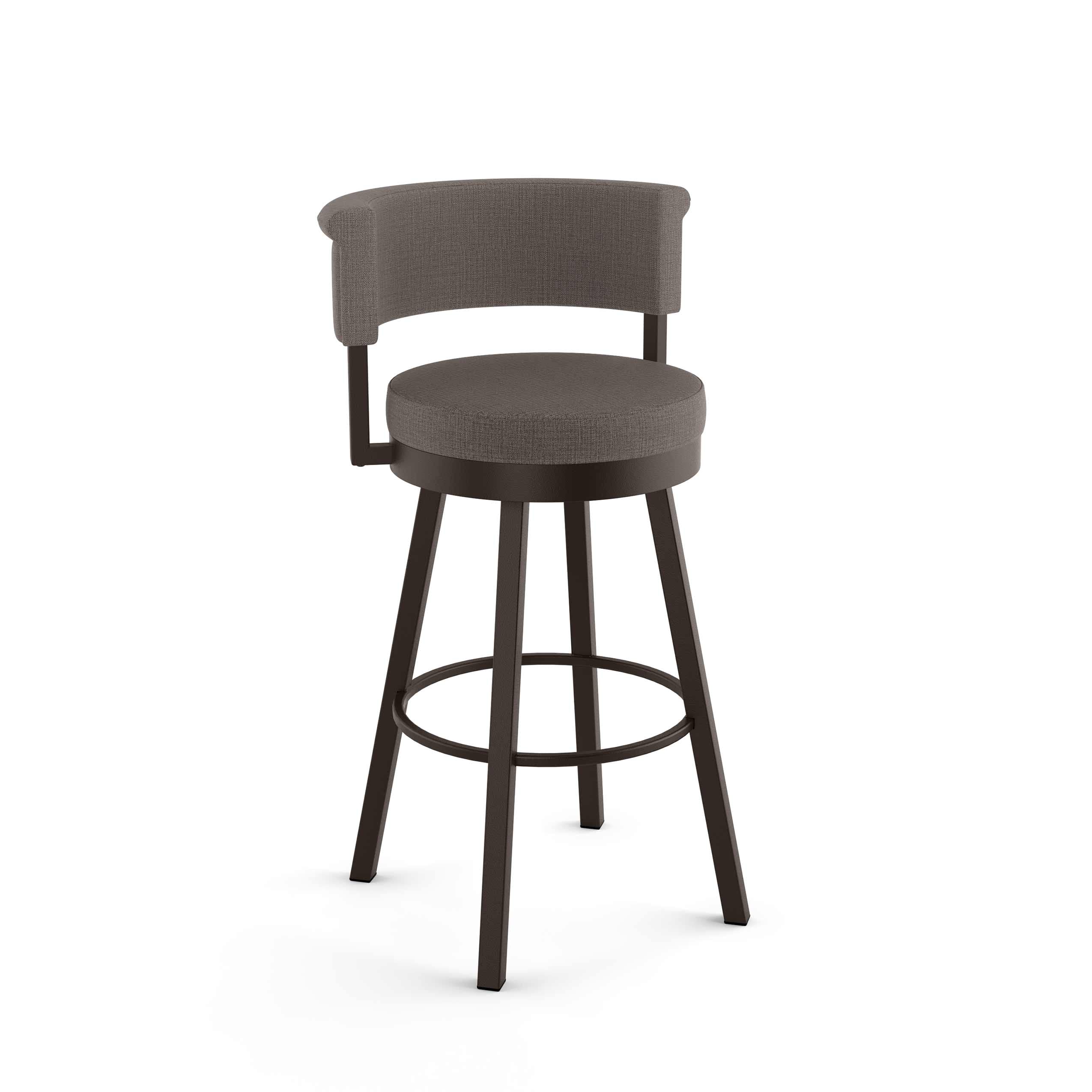 Amisco Rosco 26.75" Counter Height Swivel Stool - Grey Polyester/Dark Brown Metal