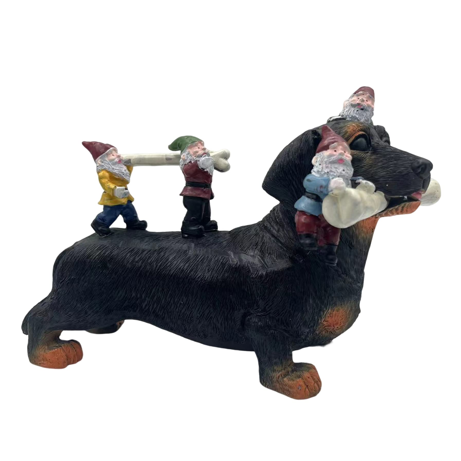 Monetais Girls Gnome And Dog Garden Ornaments Outdoor Funny Dog With Gnome Statues Resin Figurines For Indoor Outdoor Lawn Desk Decoration Garden Gnome