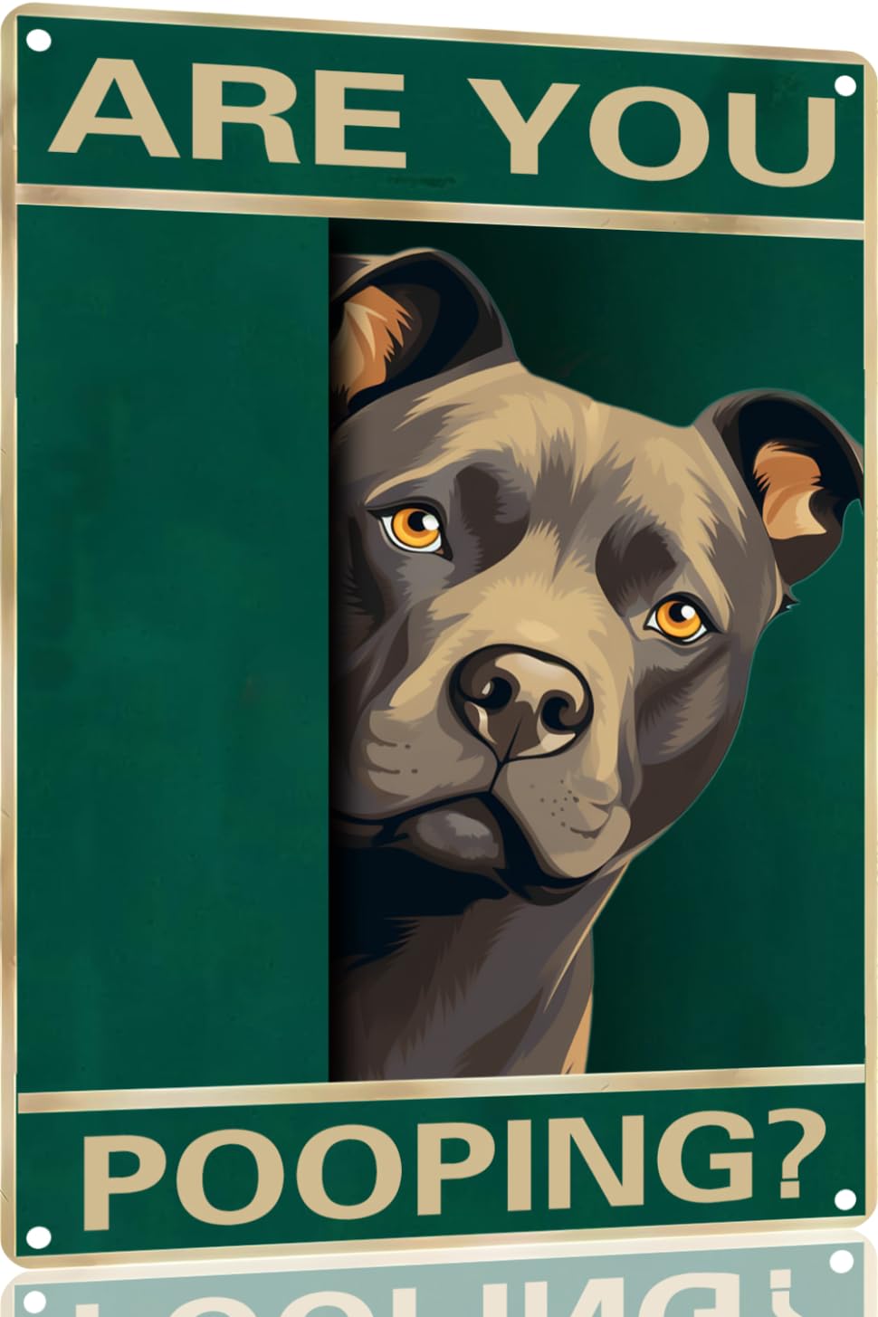 Preeklen Tin Sign 094 Staffordshire-Bull Terrier Vintage Metal Tin Sign Are You Pooping Sign Bathroom Funny Art Poster Decoration Toilet Cave Bar Home Bathroom Wall Decoration Sign 8X12 Inch