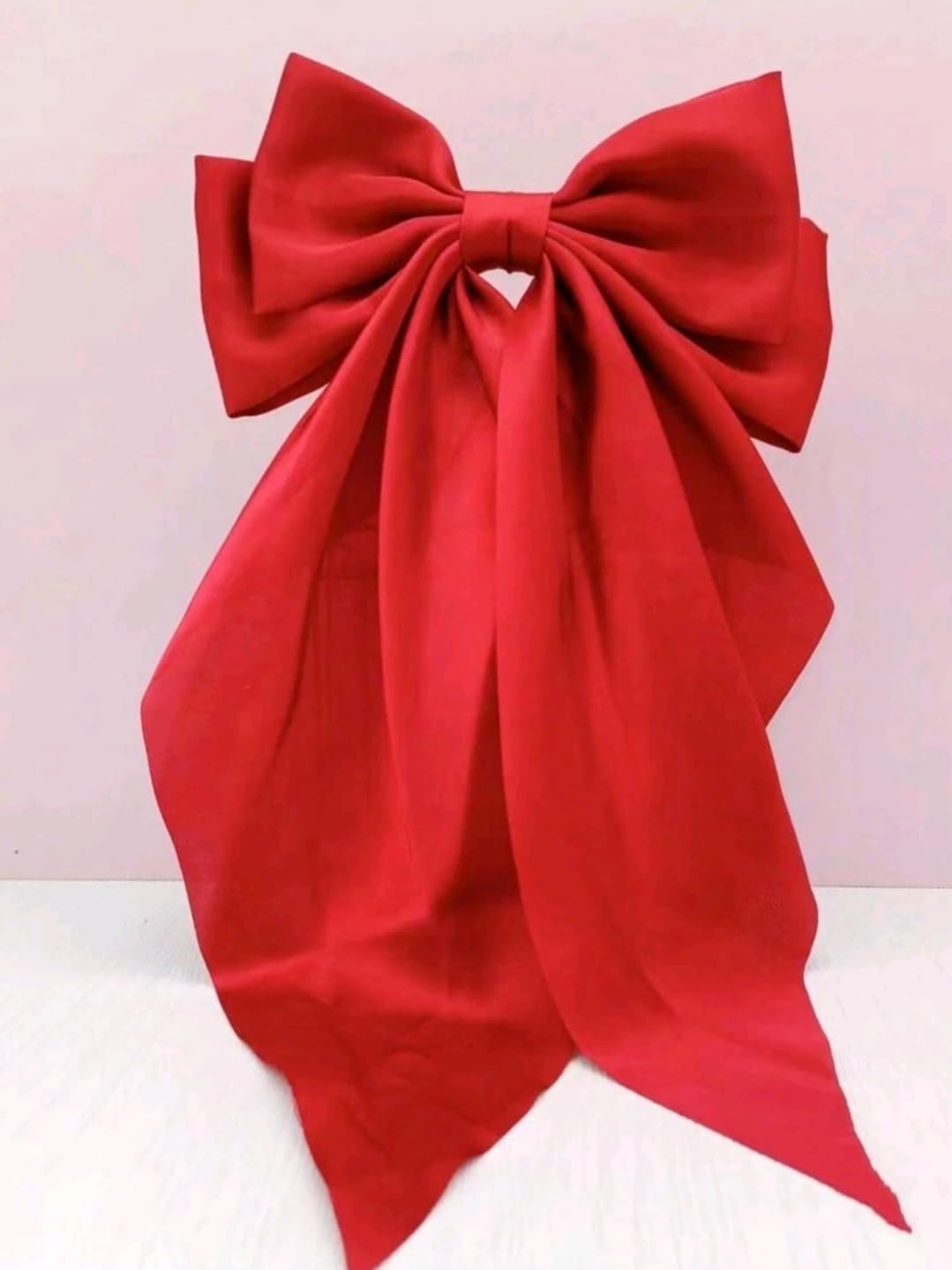 Sprinkle_Simple Solid Color Ribbon Bow Hair Clip (Red)