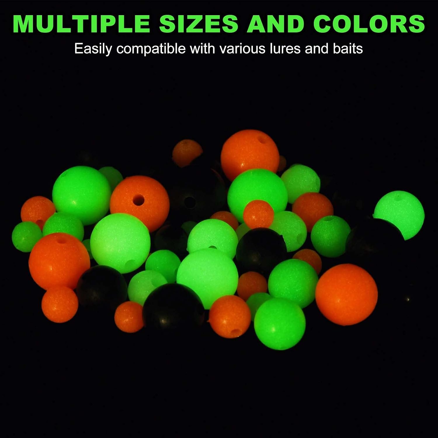 Glow Fishing Beads, Plastic Luminous Round Hard Bait Egg Lure Rigs Freshwater Saltwater for Fishing Rigs for Catfish Rig