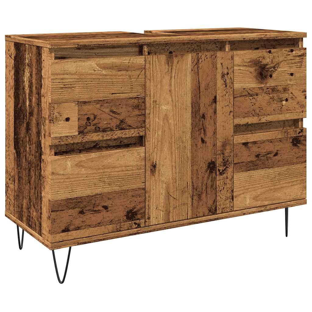 Armario de baño madera vieja 80x33x60 cm madera ingeniería L235