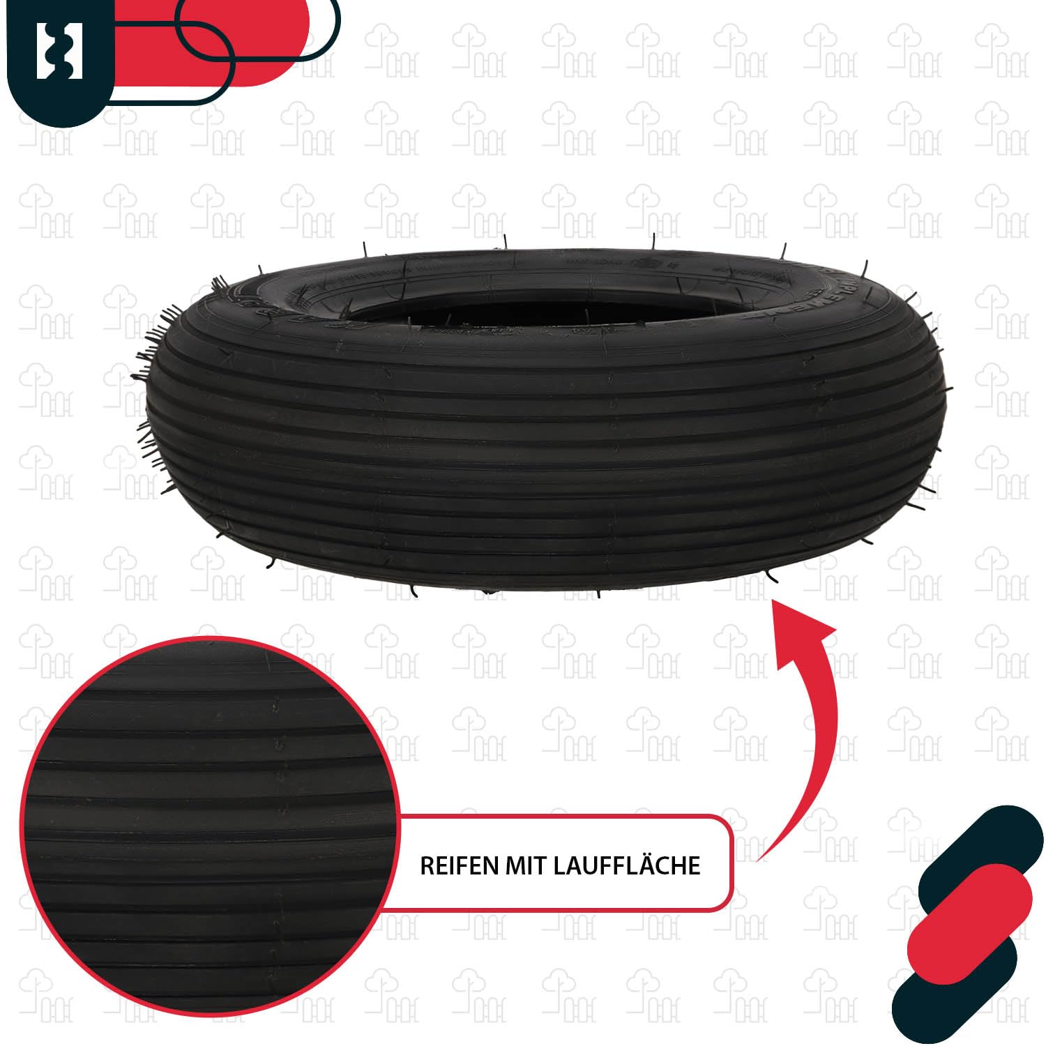 KOTARBAU® Schubkarre Reifen - 4.00-8 - Sackkarre Ersatzreifen - ⌀ 38 cm - für Schubkarrenrad - Schubkarrenreifen - Gummi - Schwarz