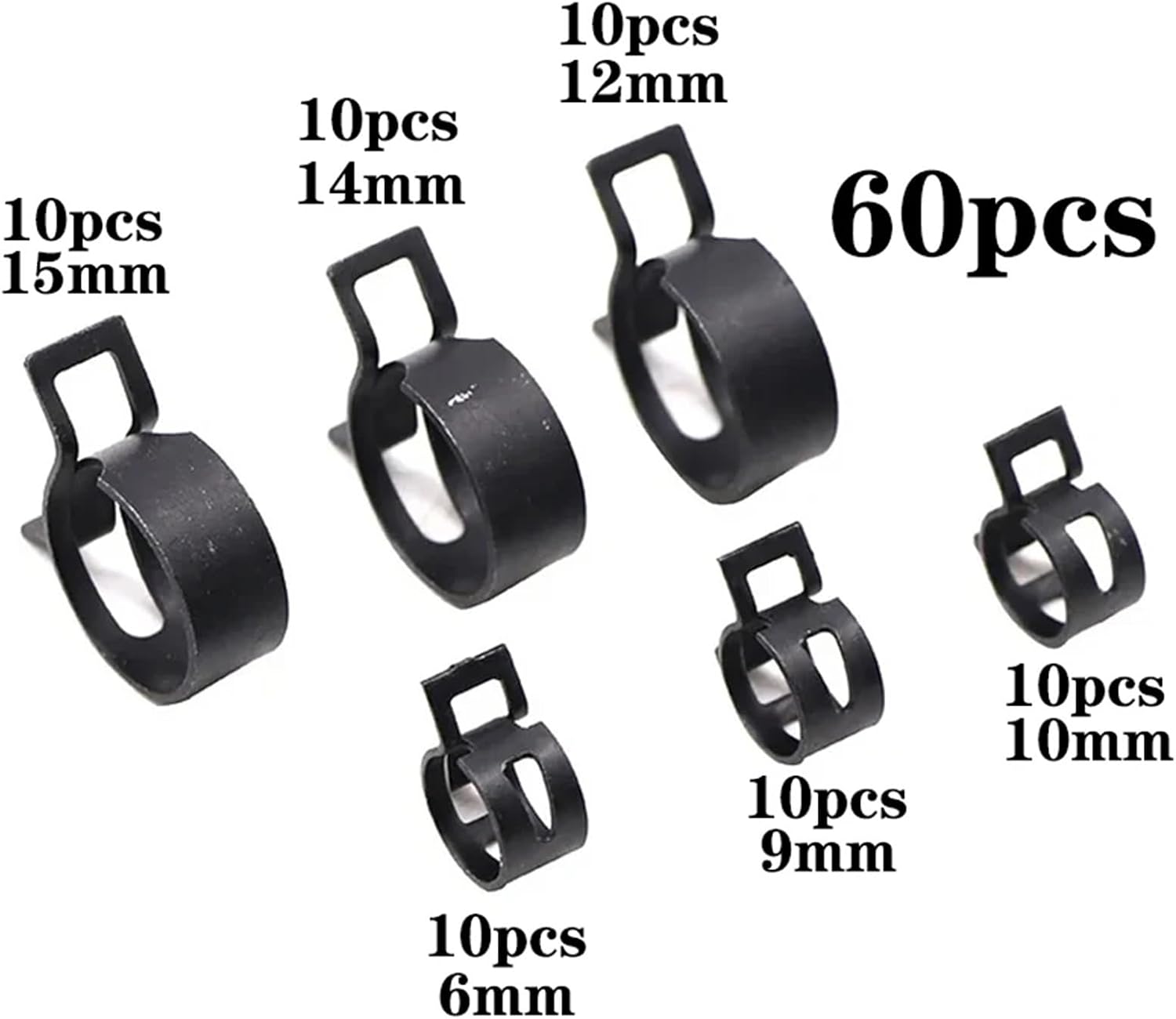 Hose Clamp 2 Sets 6-15mm Vacuum Bagged Spring Fuel Clip Oil Water Hose Pipe Gas Tube Clamp Assortment Kit For Creating Leak proof Seal For Various Hoses