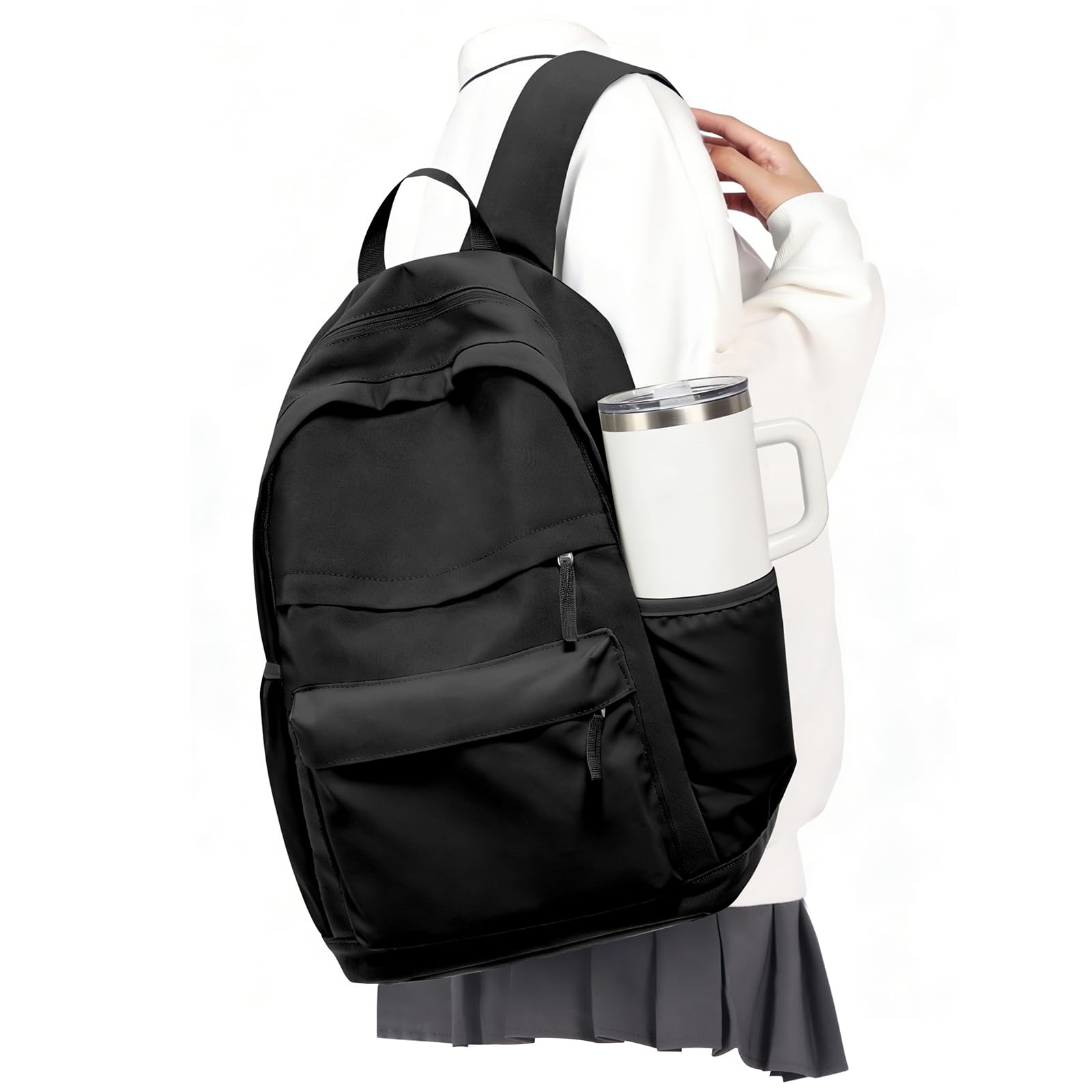 VECAVE School Backpack Black College High School Bags backpack for Boys Girls Teens Waterproof Bookbag Casual Lightweight Travel Rucksack Daypack