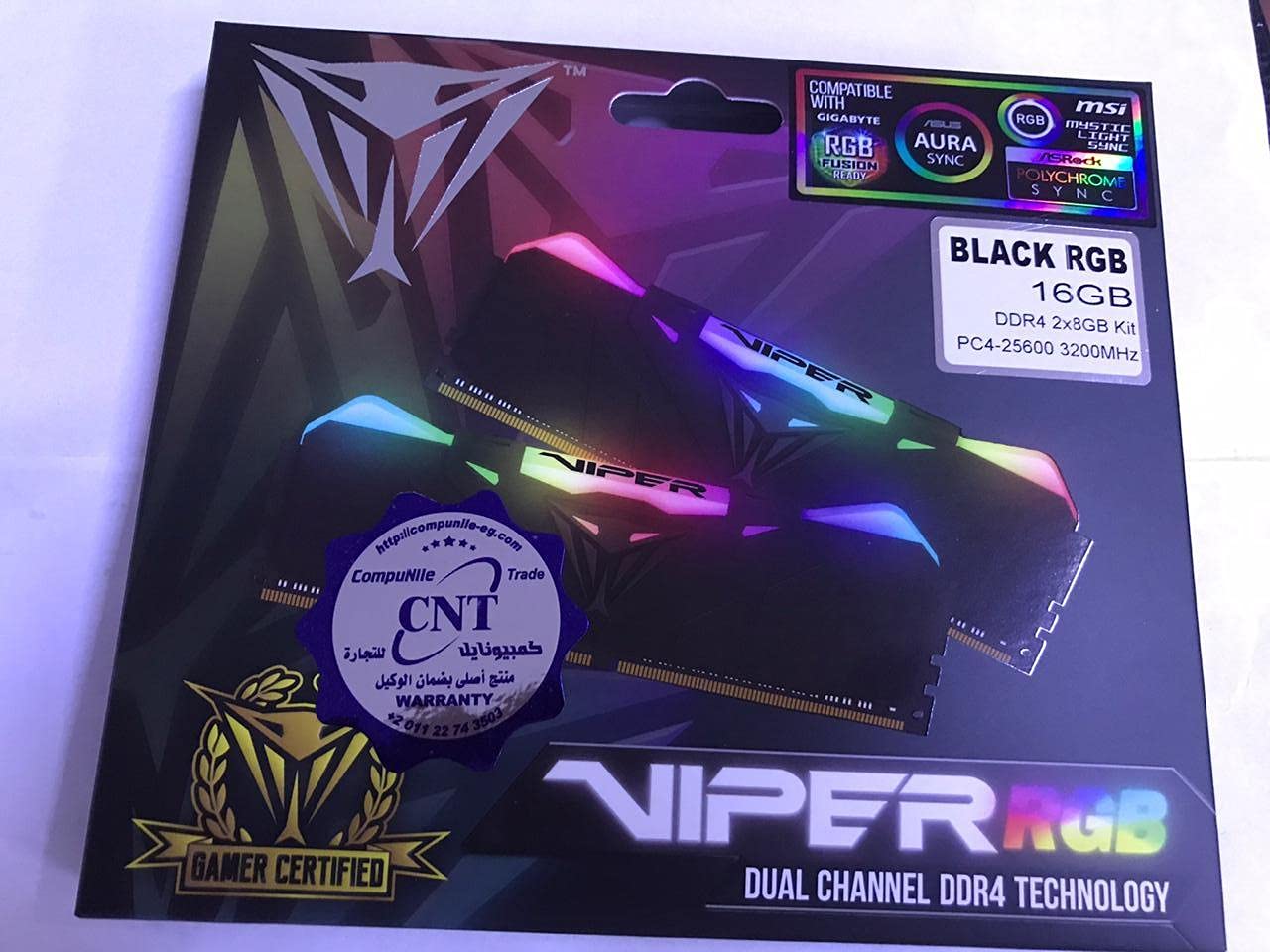 Patriot Memory 16GB (2 X 8GB) DDR4 Viper RGB Series 3200MHz Memory