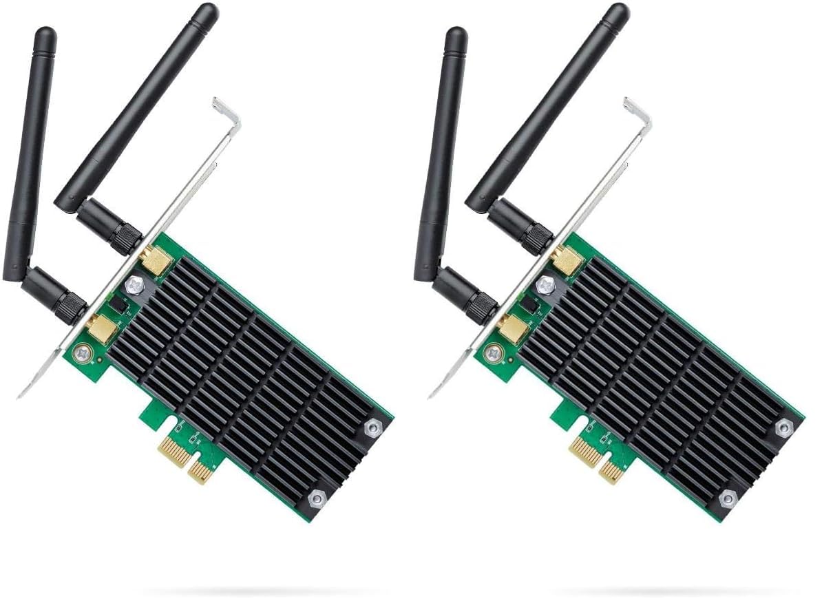 TP-Link Archer T4E - Adaptador WiFi AC1200 de Sobremesa PCI Express, Tarjeta de Red, 867 Mbps en 5 GHz, 300 Mbps en 2.4 GHz, 2 Antenas Desmontables, para Raspberry Pi, PC (Paquete de 2)