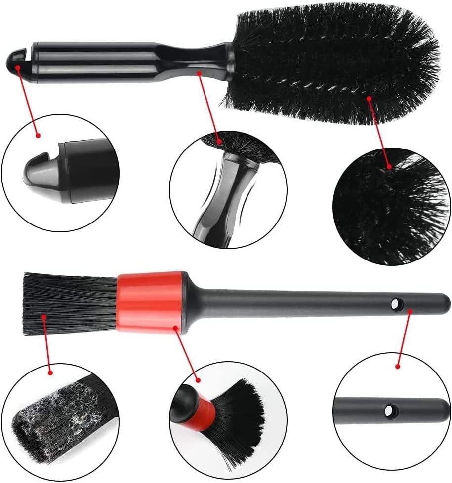 Image of 15 Pcs Car Cleaning Tool Kit | Interior & Exterior Auto Detailing Brush Set for Wheels, Tyres, AC Vents, Leather Seats, Engine Bay, Door Panels & Signs | Professional Wash Accessories for Cars & Bikes