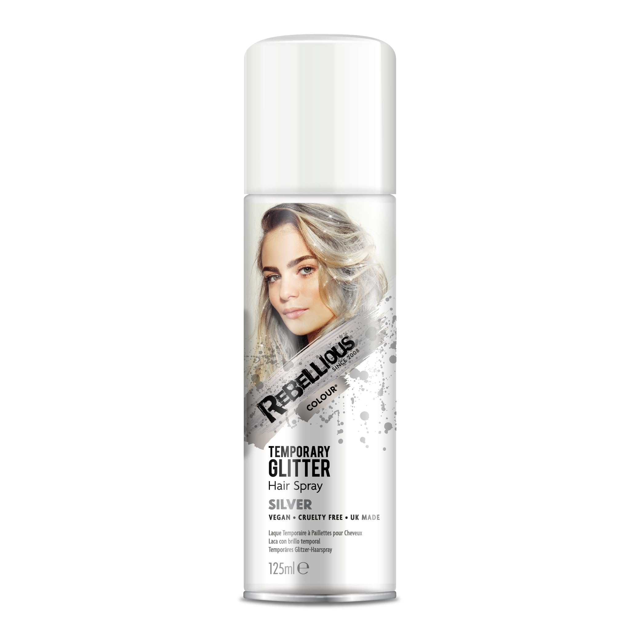 – Glitter Hair Colour Spray, Silver Sparkle, 125ml, Loose