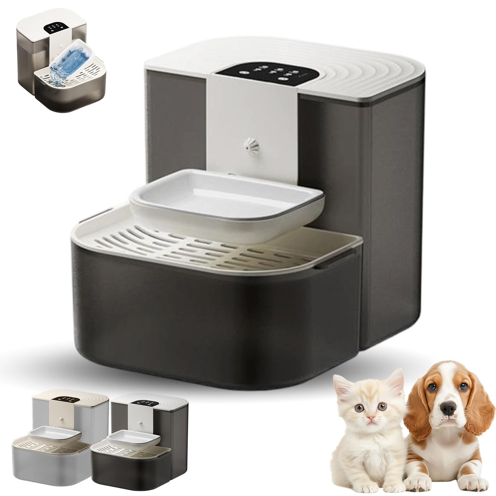Fuente De Agua De Cerámica Sin Filtro De 4,5 L, Fuente De Agua De Cerámica for Gatos, No Requiere Filtros, Separación Higiénica Ultra Silenciosa for Gatos De Interior, Perros Pequeños(A,Heating)