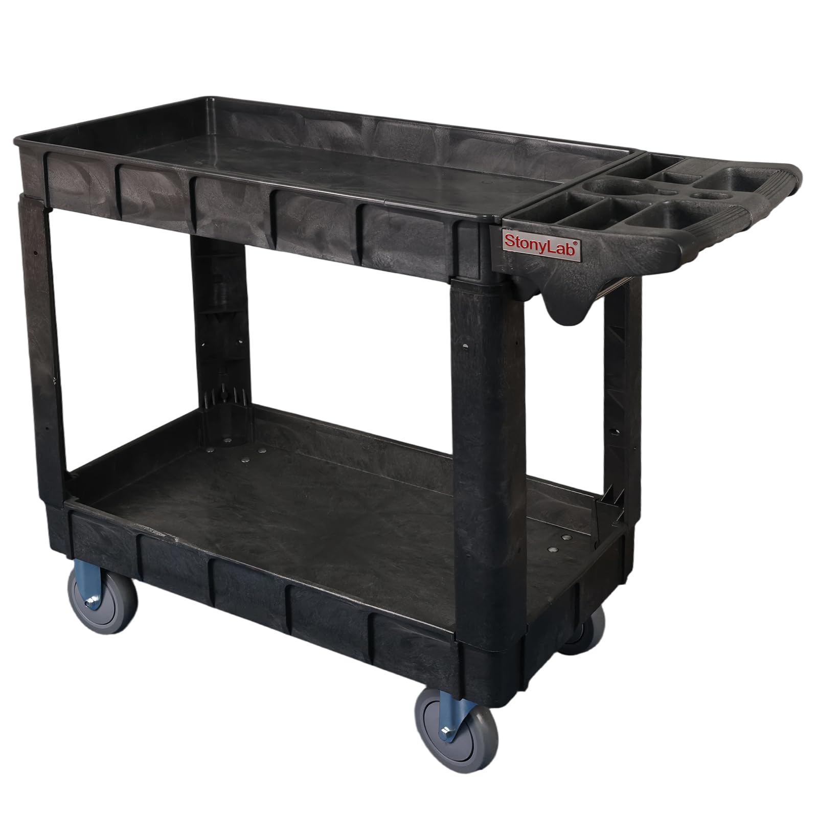 stonylab PP Nutzwagen, 2-Etagen Laborwagen zum Transport von Geräten und Materialien, S