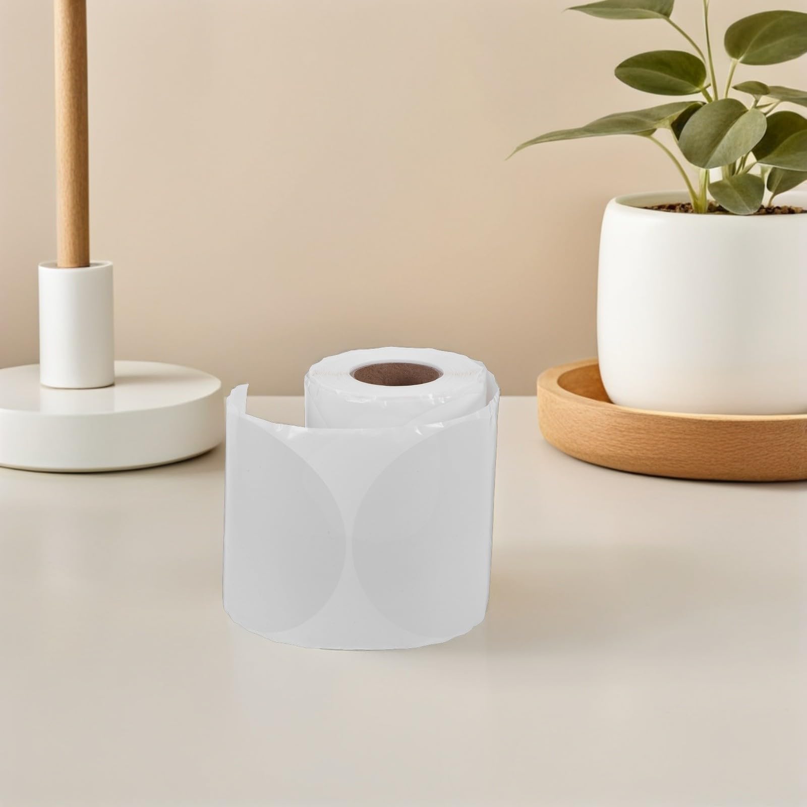 SECFOU Etichette termiche autoadesive rotonde 10 cm in carta bianca resistente all'olio adesivo potente e resistente agli strappi resistente per organizzazione ufficio e casa