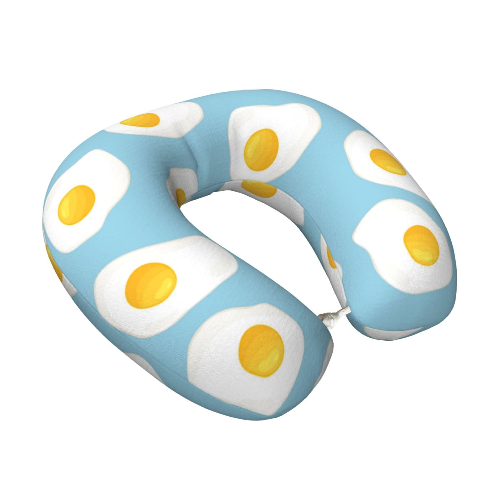 LKYMOH Fried Eggs Seamless Pattern, Travel Neck Pillow U-Shaped Memory Neck Support Soft Comfortable With Washable Cover For Airplane Car Traveling and Office