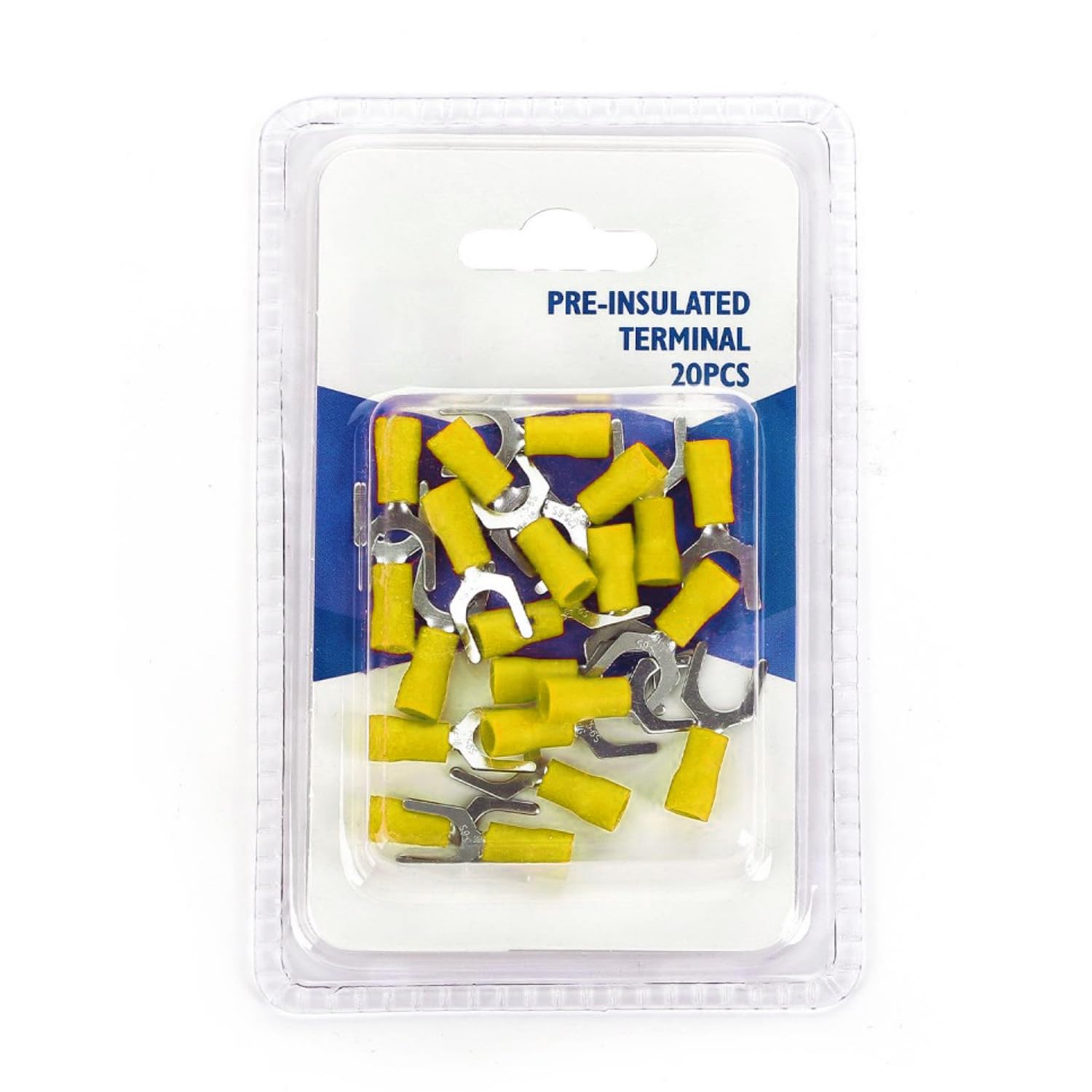 SV1.25-4 yellow pre-insulated terminal, in blister pack of 20. Perfect for safe and durable electrical connections, ensures optimal performance in power projects.