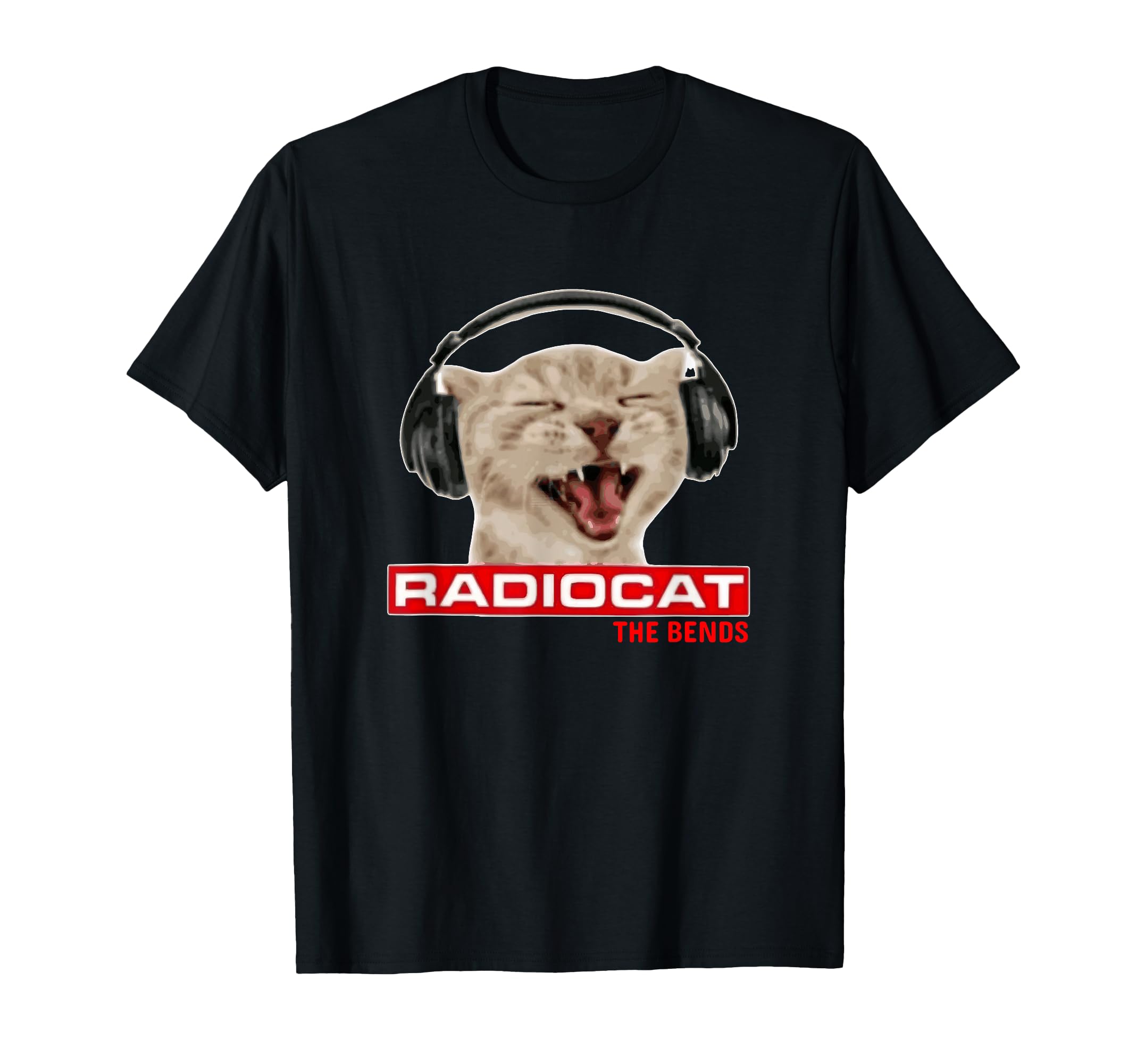 Radiocat The Bends Funny Music Cat Meme Cat Mom Cat Lover T-Shirt
